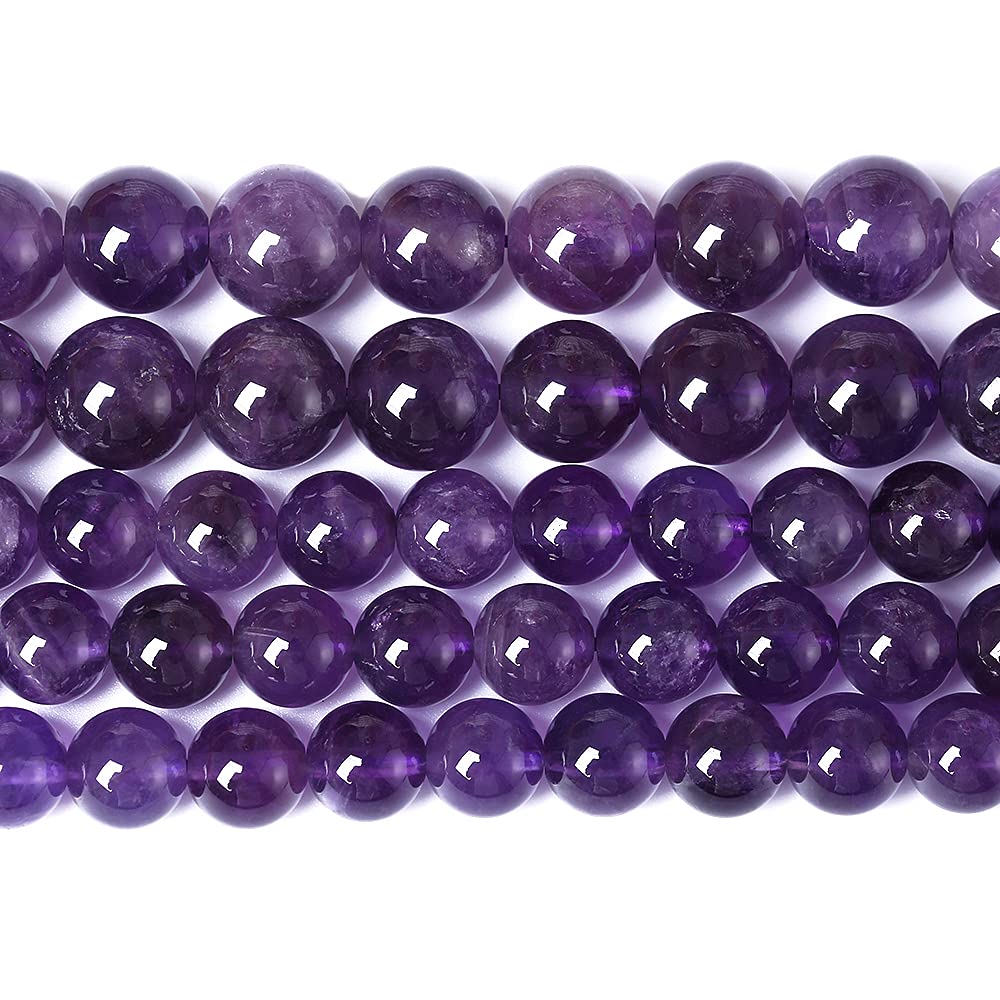 6mm 63pcs AAAAAA Natural Amethyst Purple Crystal Quartz Beads Gemstones Round Stone Beads for Jewelry Making DIY Women's Bracelet Necklace, Earrings