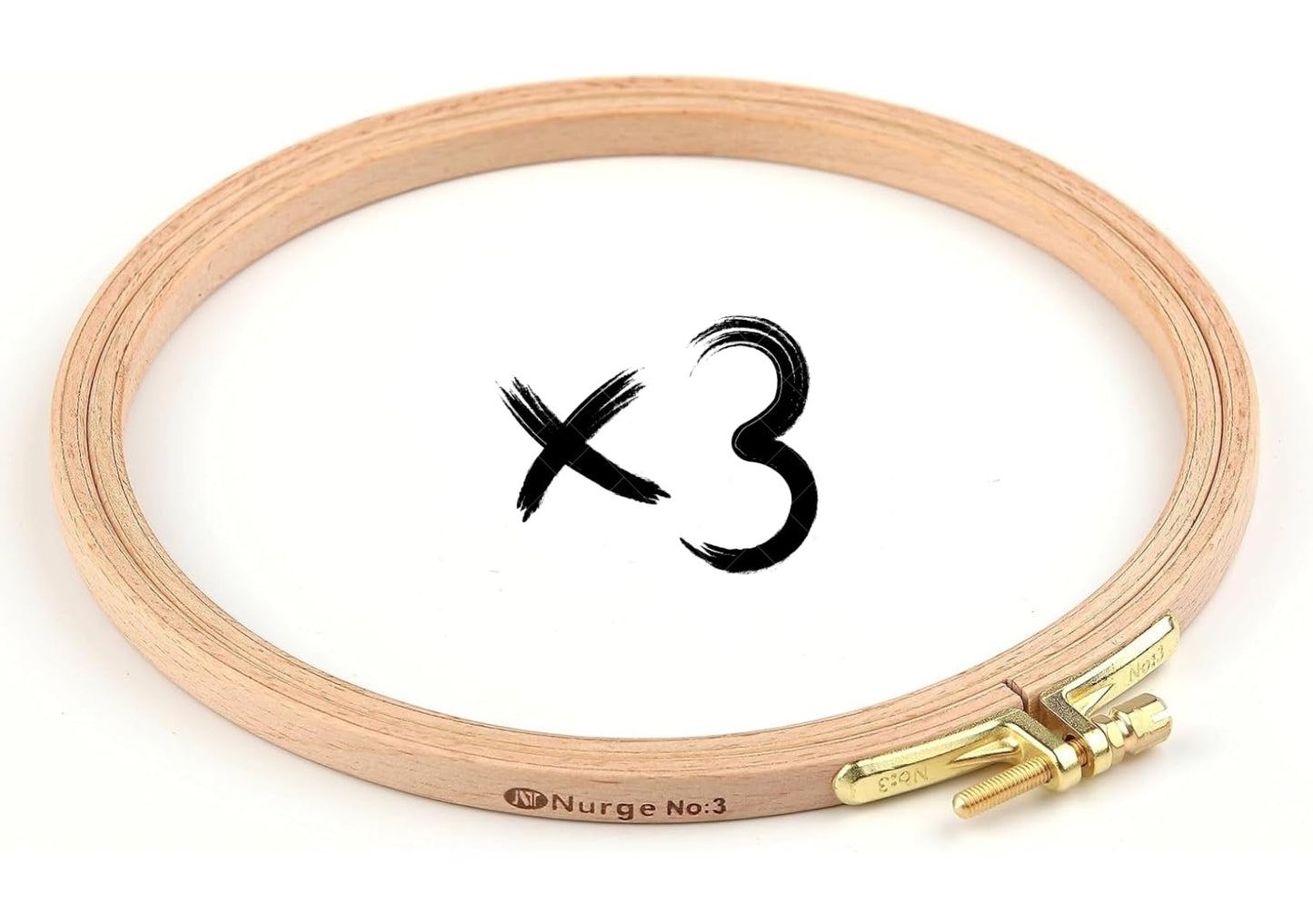 Nurge 3 Pcs 6 Inch Premium Beech Wood Gold Clasp Embroidery Hoop 8mm/0.3" Thickness (160mm = 6.30" ~ Approx 6")
