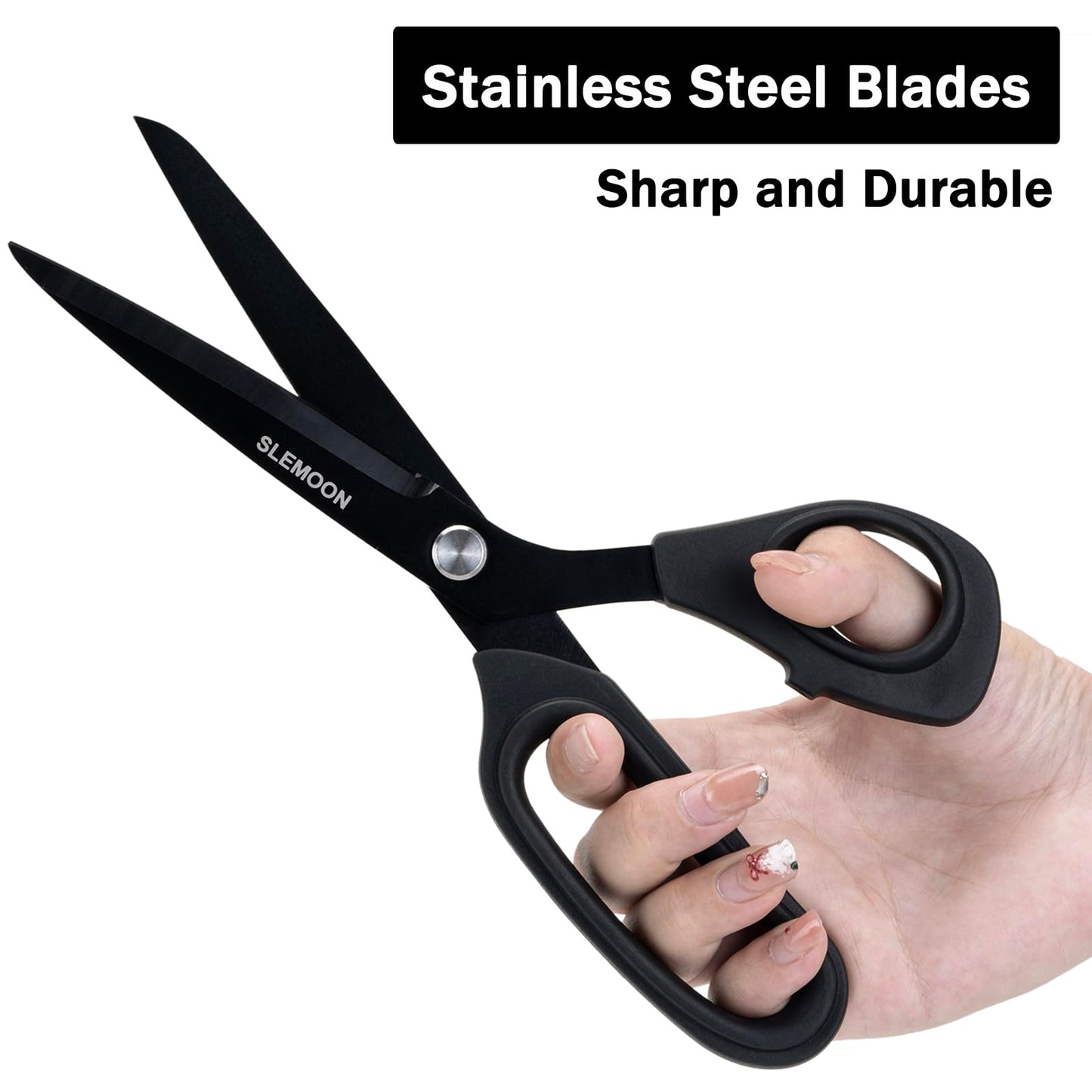 SLEMOON 10" Scissors All Purpose, Heavy Duty Premium Stainless Steel Tailor Scissors, Comfort Grip Handles for Fabric, Leather, Sewing & Crafting