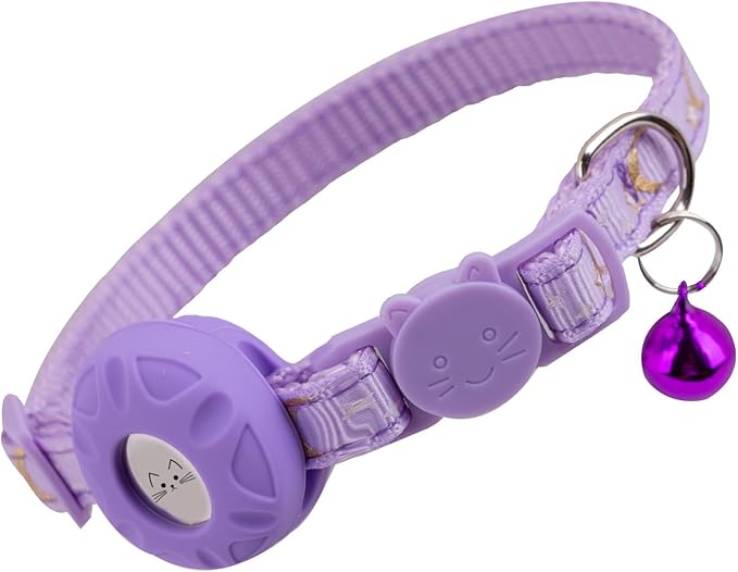 Breakaway Cat Collar with Airtag Holder,Kitten Collar with Bell