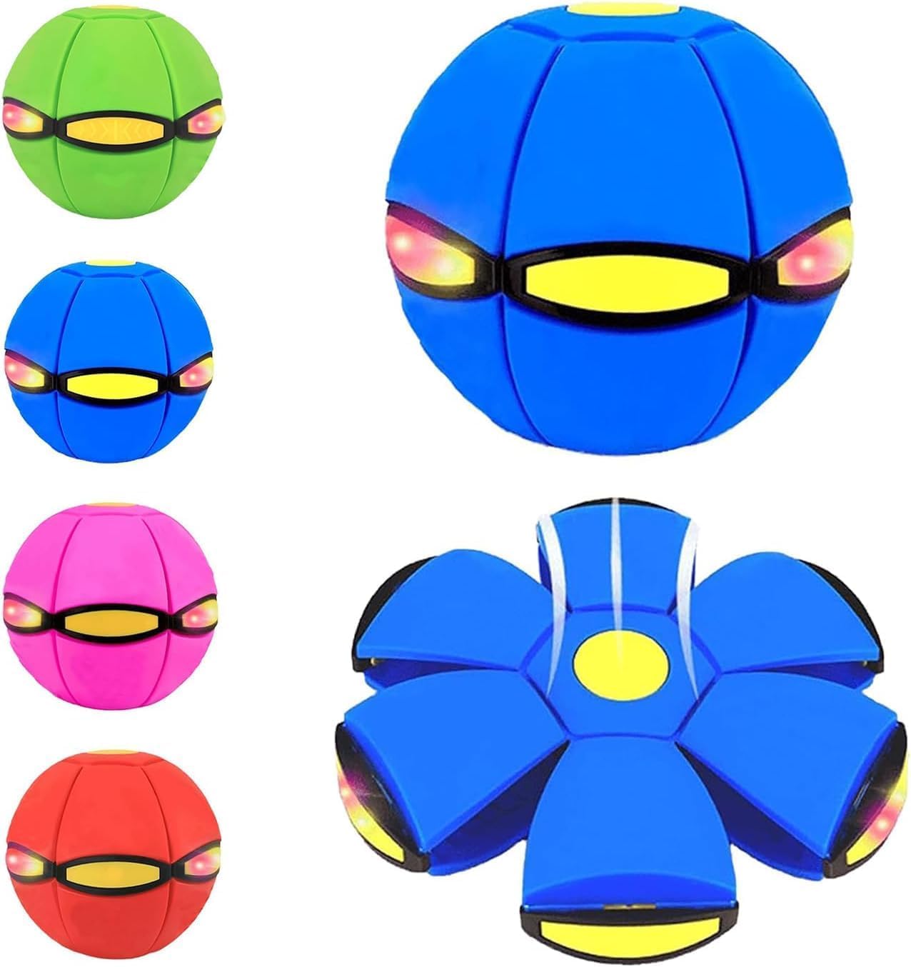 Schythely Magic Meta Ball with 6 LED Lights, Dual Form Freely Switchable Magic Bouncing Ball for Kids for Indoor & Outdoor (Blue)