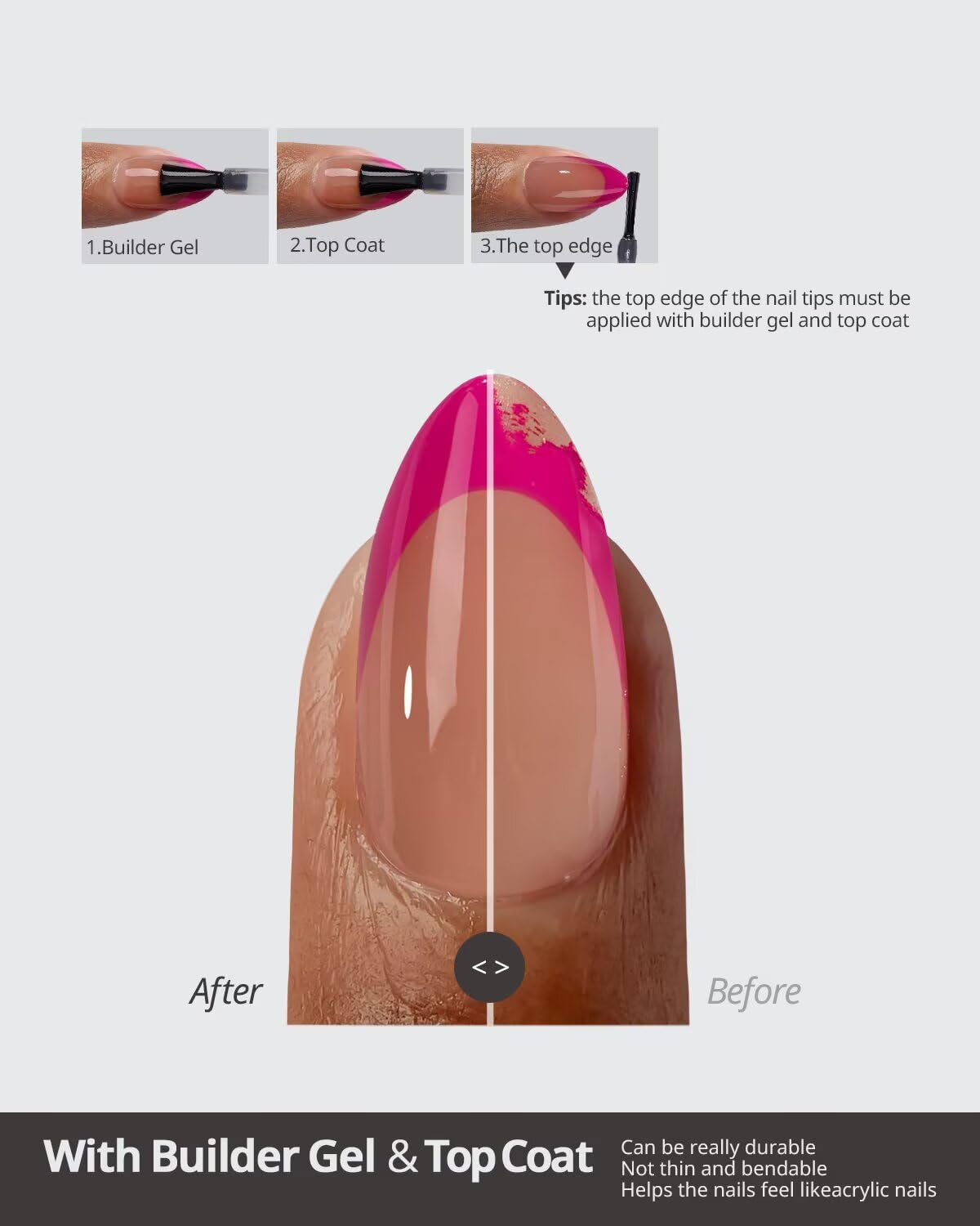 BTArtboxnails XCOATTIPS Press On Nails Short - 5 Pink Shades & 160PCS Square French Tip Nails, Soak Off Soft Gel Nail Tips Salon Quality Gel Nail Extensions in 16 Sizes