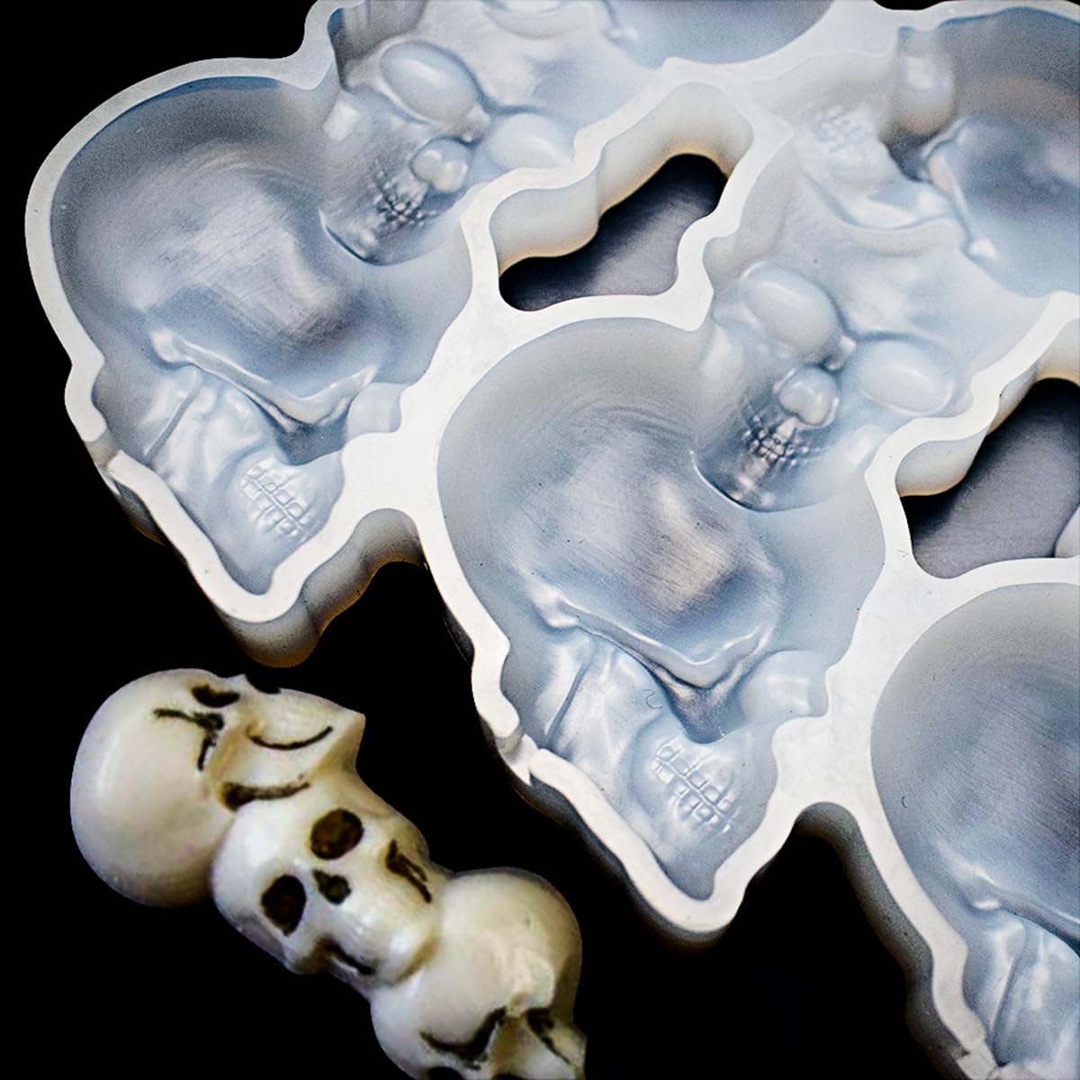 mostsom Skull Head Shape Silicone Lollipop Molds Easter Skull Chocolate Candy Cheese Mould Cake Decorating Tools 2PCS (F_Skull Head)