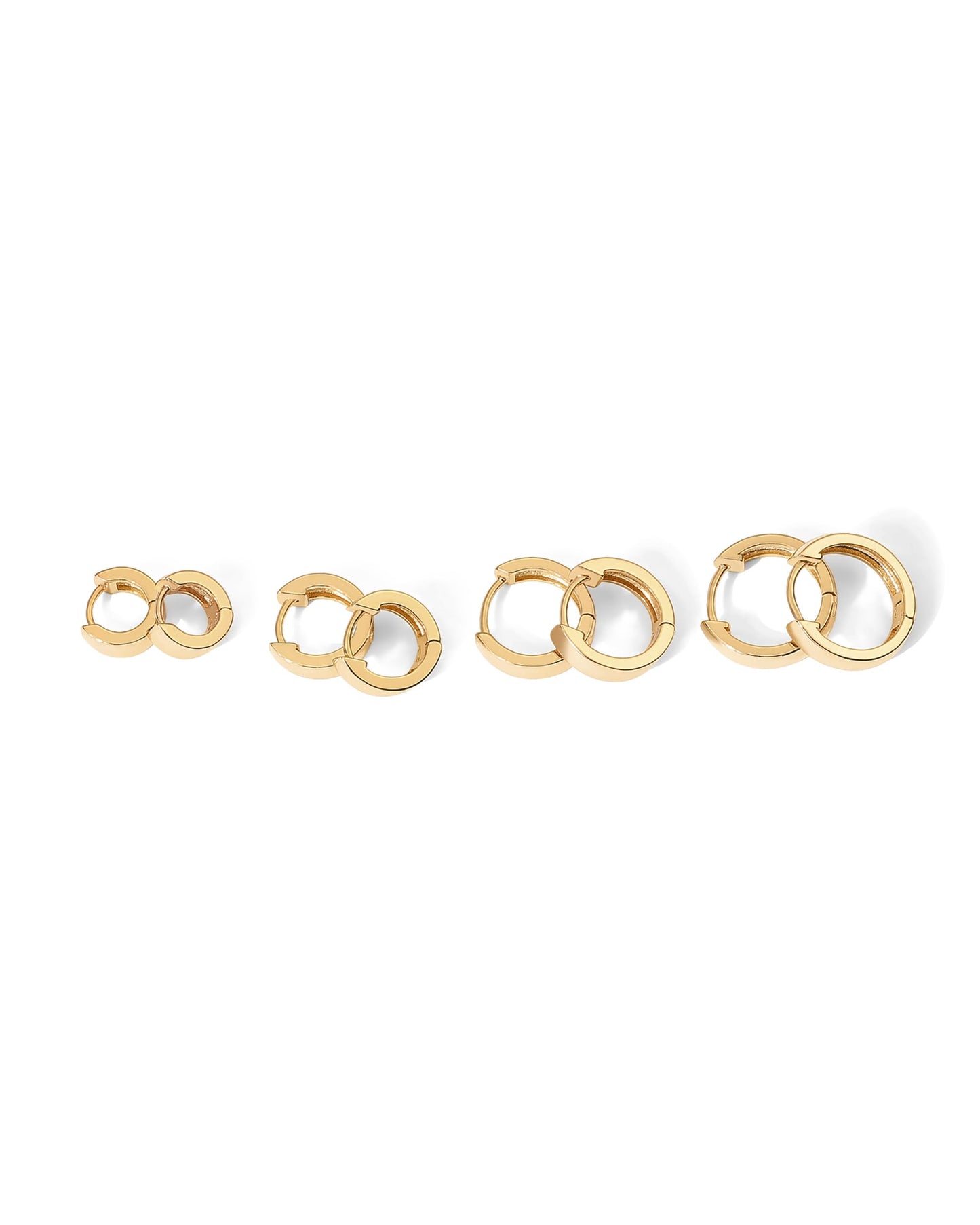 PAVOI 18K Yellow Gold Plated 925 Sterling Silver Posts Four Pairs Small Hoop Earrings for Women - Chunky Huggie Earscape Piercing Pack - Trendy Gold Hoop Earrings Set