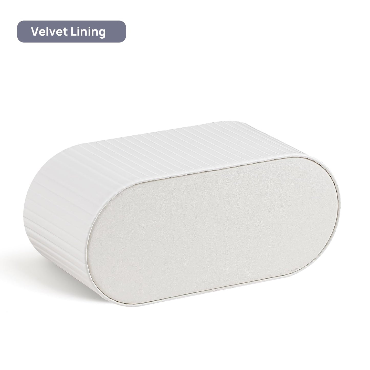 MEIBOOCH Oval Pen Holder for Desk, Remote Control Holder with 3 Compartments, PU Leather Small Desk Organizer Remote Caddy, Aesthetic Pencil Holder Desk Accessories for Home Office (Ivory)