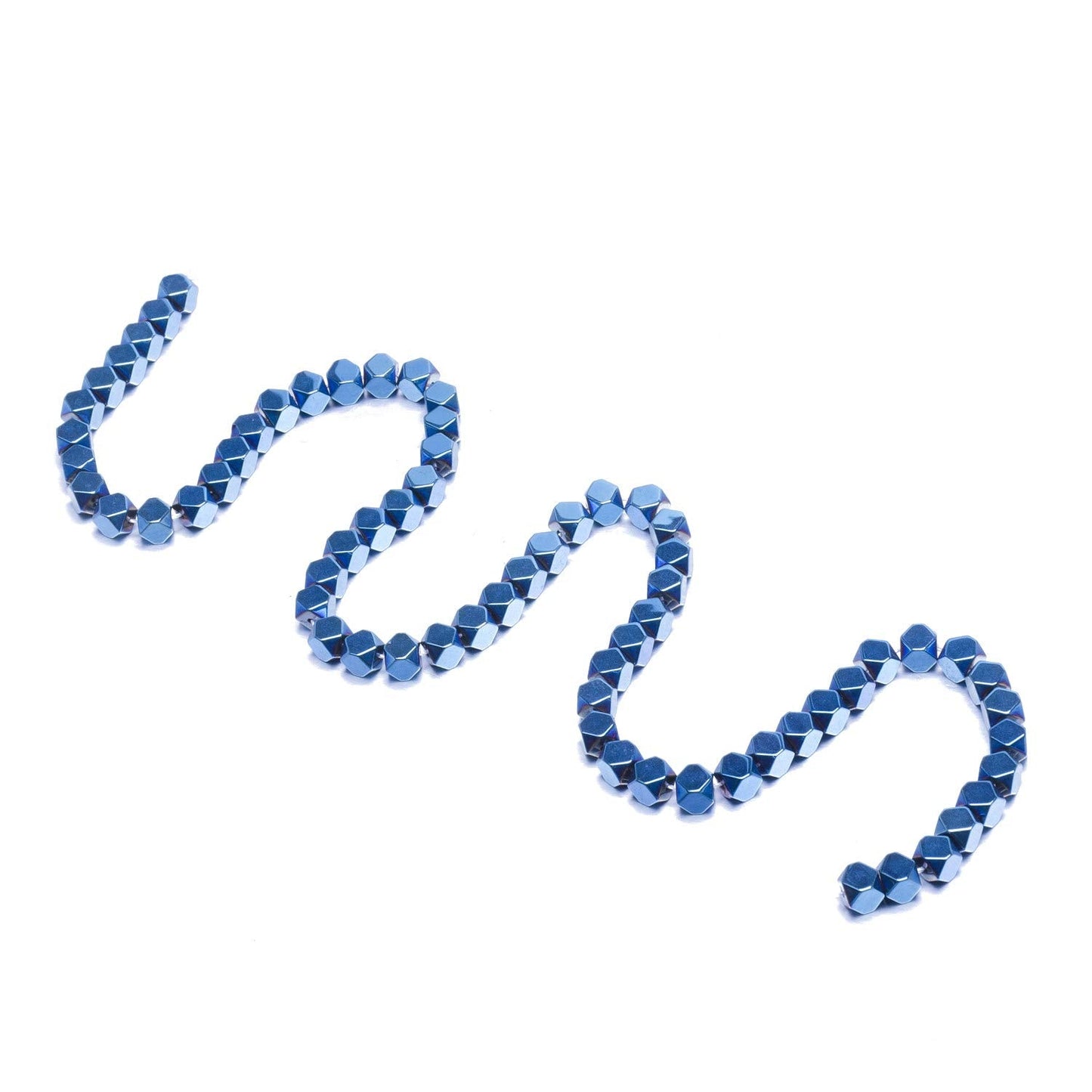 AD Beads Natural Hematite Gemstone Faceted Square Cube Loose Beads 16" (6x6mm, Metallic Blue)