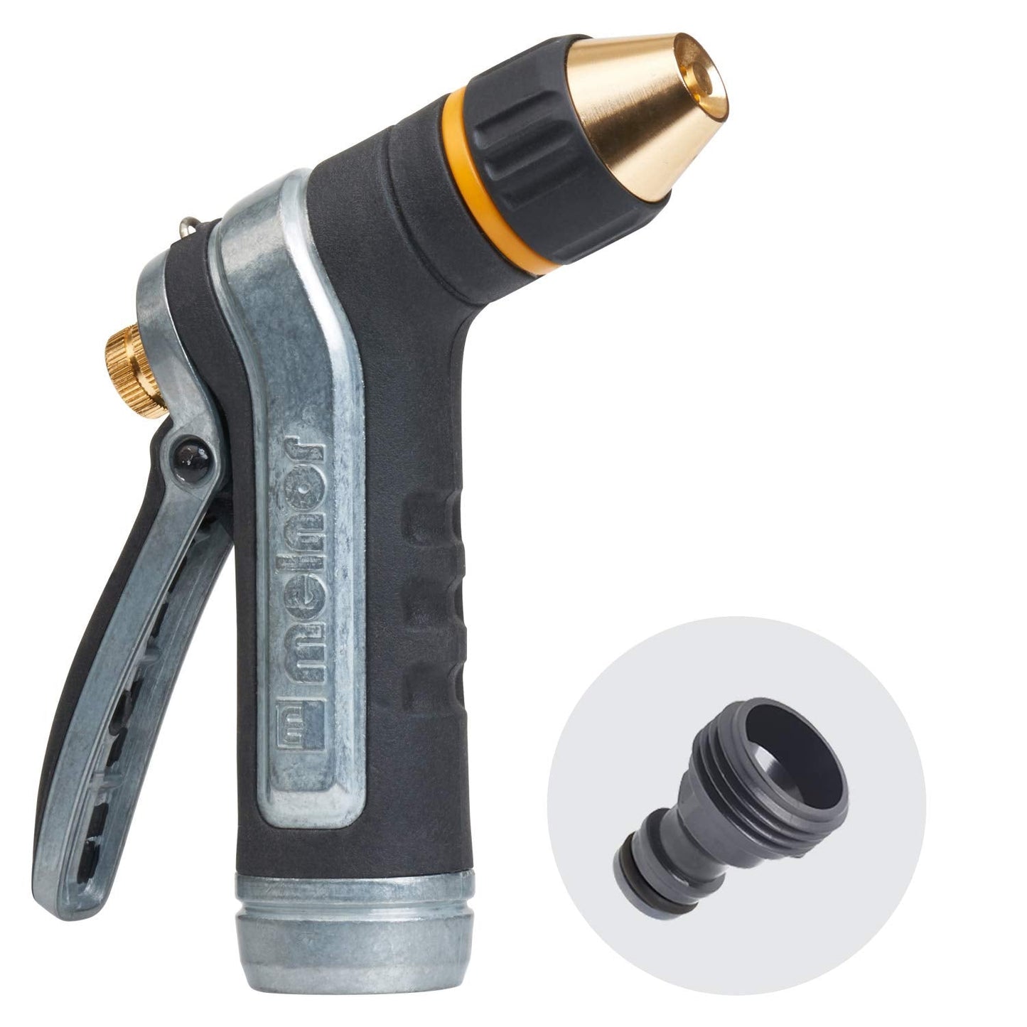 Melnor 65019-AMZ XT Metal Nozzle with QuickConnect Product Adapter Set, Adjustable Tip, Heavyweight Rear Trigger