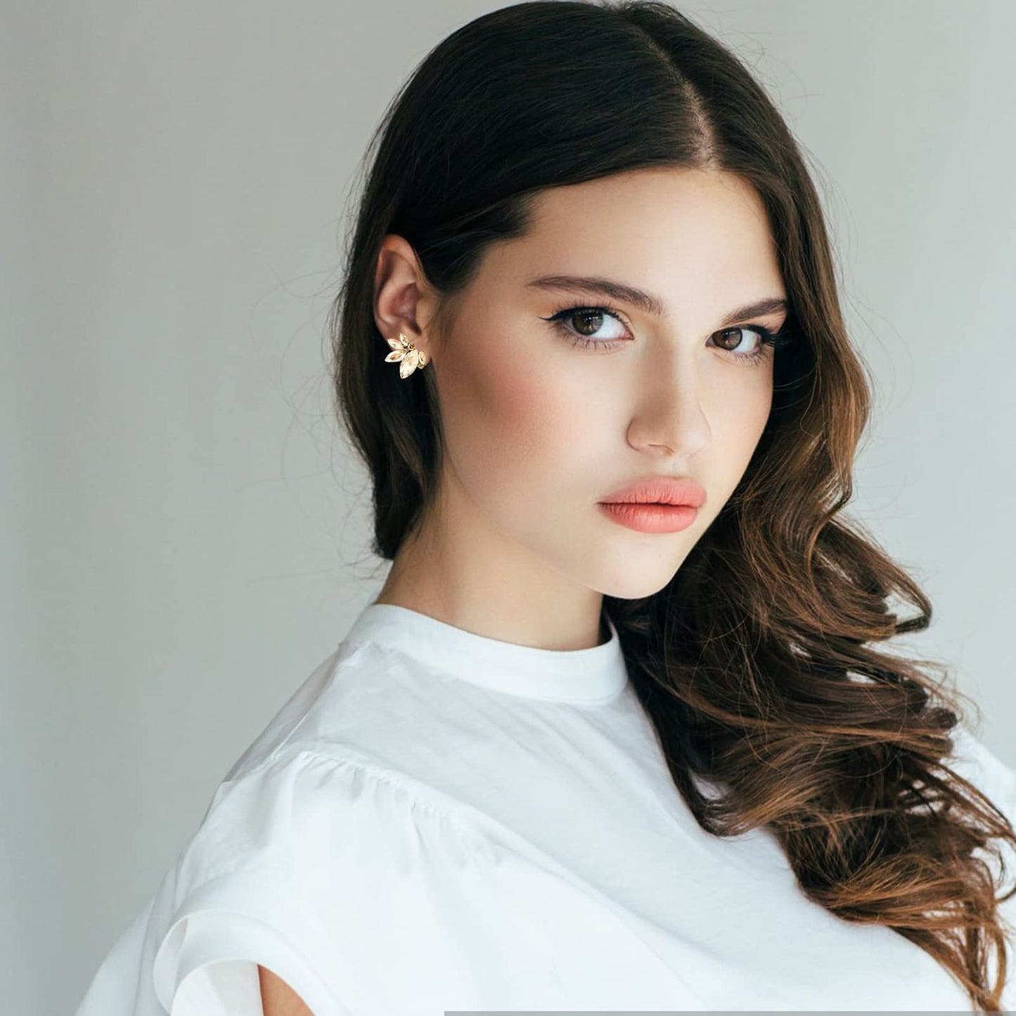 Champagne Rhinestone Earring Sparkly Faux Crystal Stud Earrings for Women Wedding Prom Party