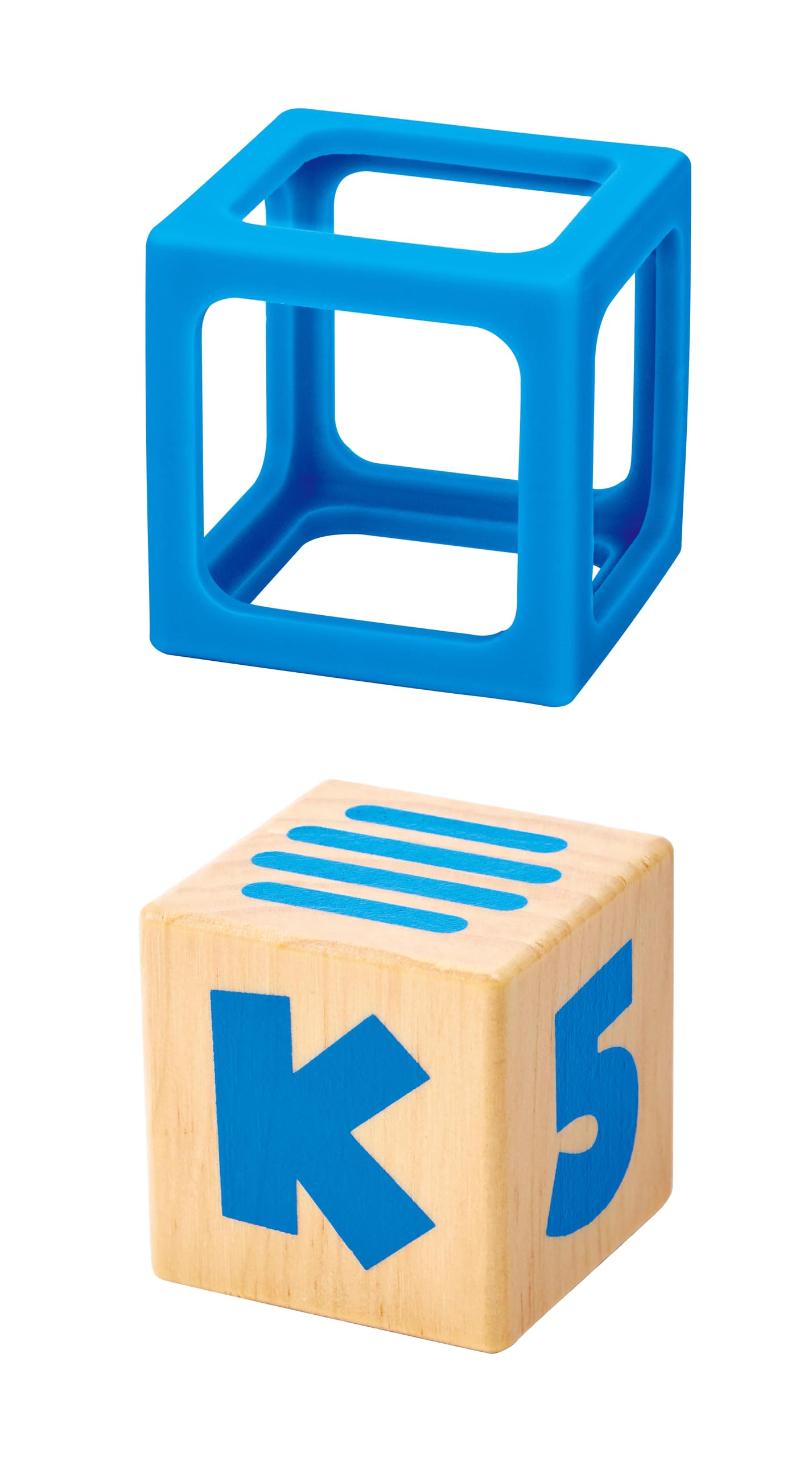 Hape Grip-n-Stack 10-Piece Wooden Building Blocks with Silicone Edges - Educational Alphabet & Number Stacking Toy for Toddlers and Babies - Fine Motor Skills & Sensory Play Set