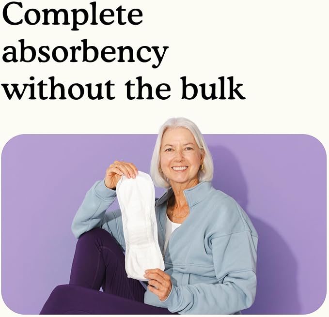 Because Incontinence Pads for Women - Extra Heavy Absorbency, Overnight Postpartum Incontinence Liners, 12hr Nighttime Leak-Free Protection, 6 Packs of 20 Count (120 Total)