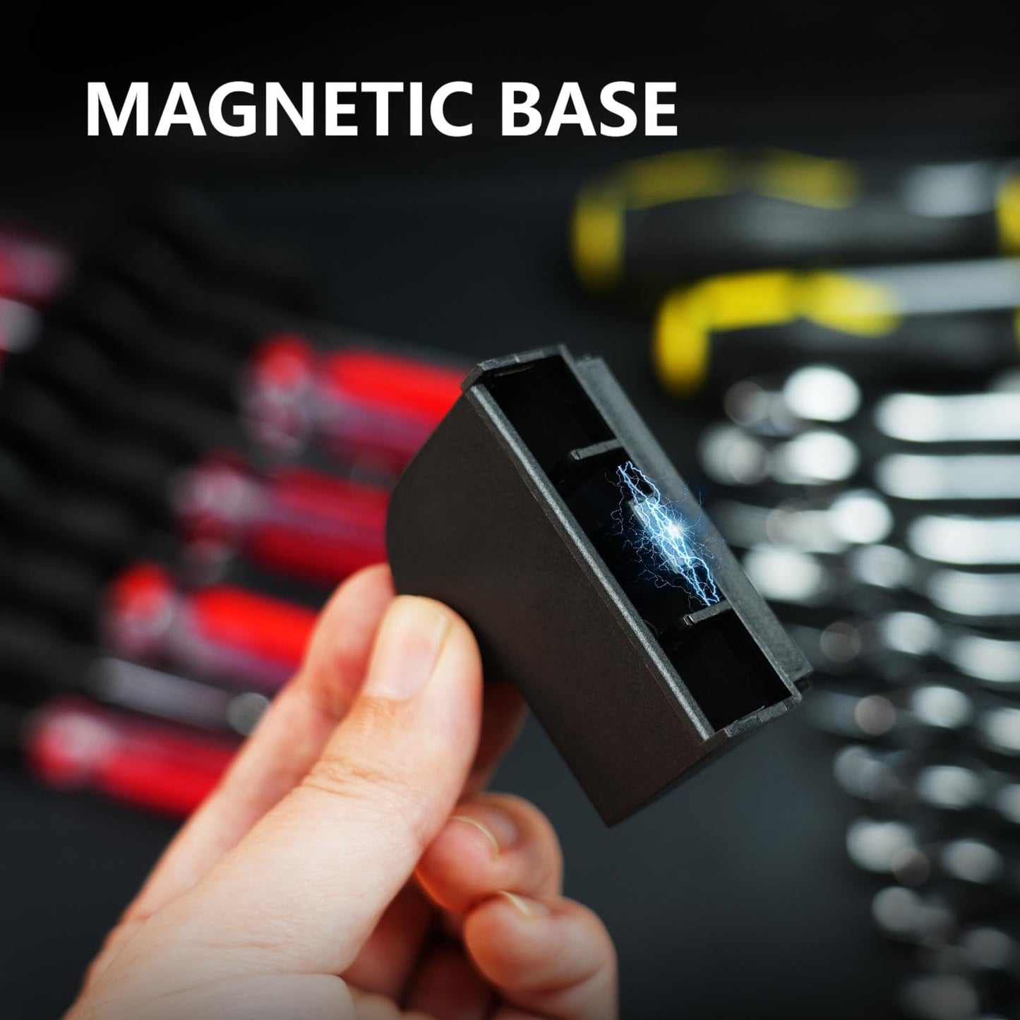 48 pcs MAGNETIC Modular Wrench Organizers for Tool Drawers - Wrench Rack with Metric&SAE Labels, Perfect Tool Storage Holder with Magnet. Gift for father, brother and boyfriend (Black with Magnets)