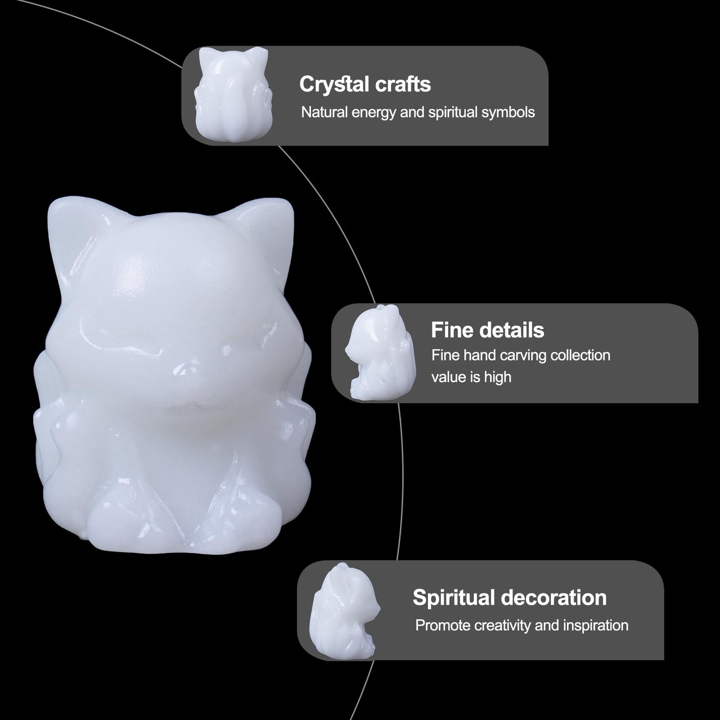 QLRSUXN White Marble Nine Tailed Fox Decor,2 Inch Healing Crystals Fox Statue,Lucky Guardian Pocket Fox Figurines as Women’s Gifts,Fox Figurine for Office Home Decor and Ornament.
