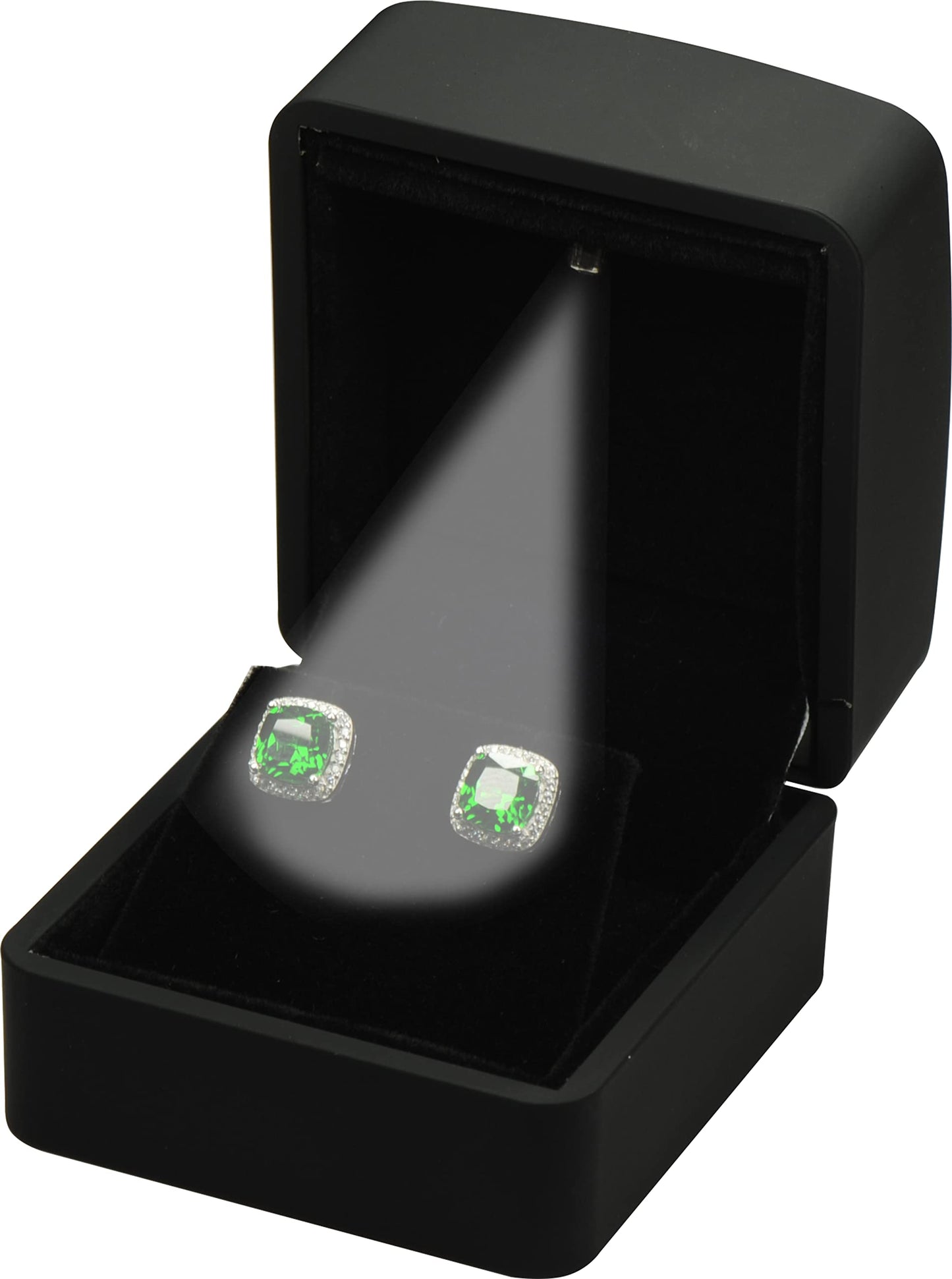 LAODA LED Earring Jewelry Gift Box for Wedding, Proposal, Birthday...Luxury LED Diamond Stud Earring Jewelry Gift Box with Light for Women for Men (Black Earring Box)