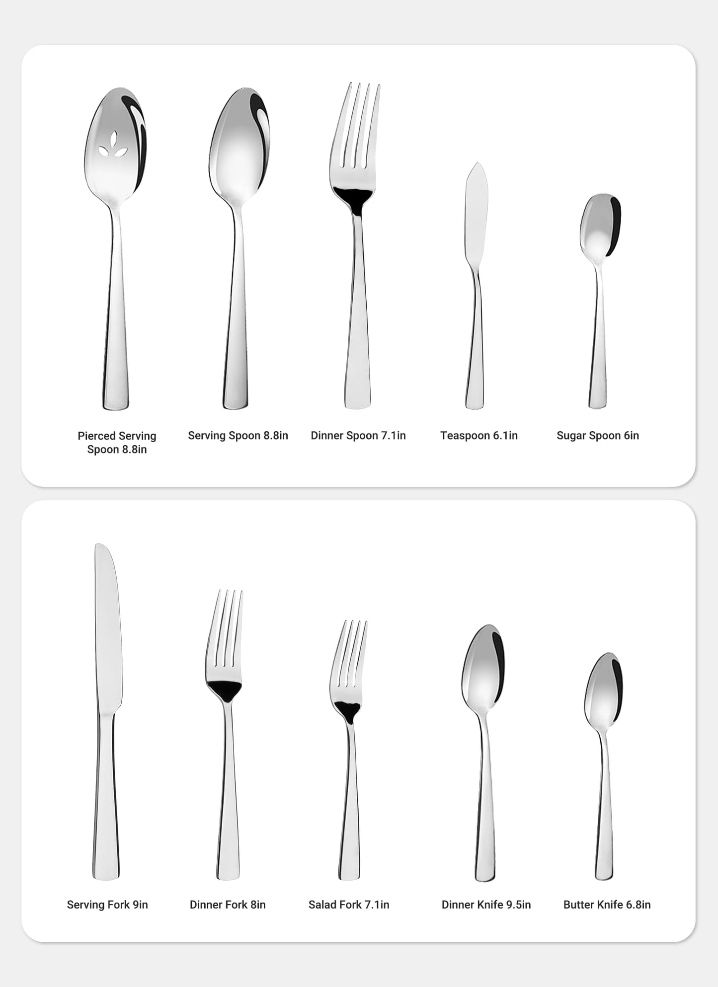 45-Piece Flatware Sets, Silverware Set for 8, Durable Stainless Steel Tableware in Ergonomic Design Size and Weight, Kitchen Utensils Set with Steak Knives, Rust-proof, Dishwasher Safe