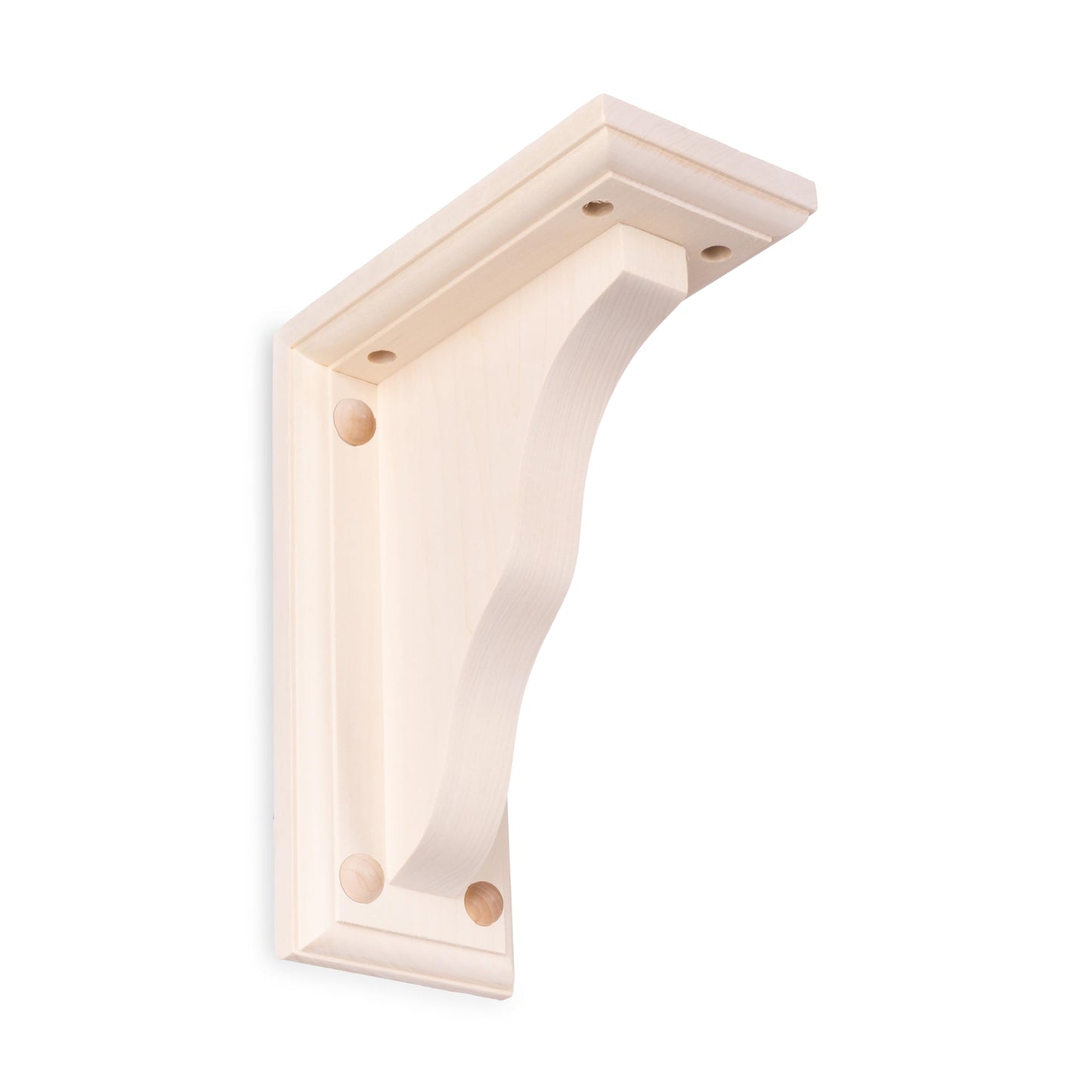 WADDELL Two-Way Corner Bracket (1 Count, 9" x 7" x 3.5") | Unfinished Hardwood Corbel for DIY Home Decor | Shelf Bracket w/ Pre-Drilled Countersunk Holes & Mounting Hardware | 5 Lb. Capacity Each