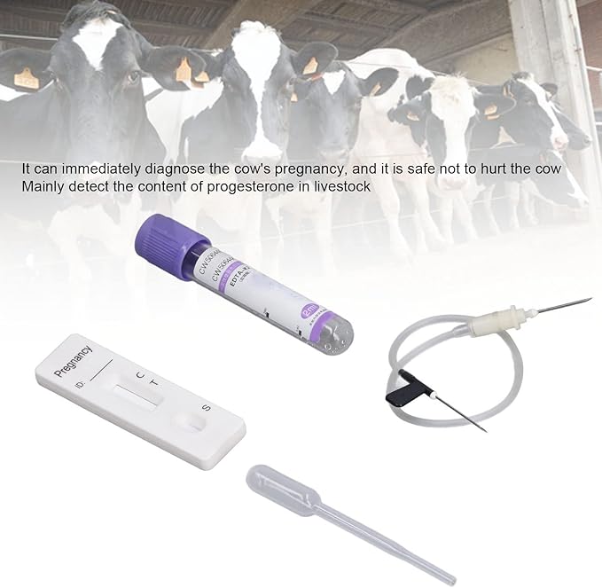 Bovine Cow Rapid Early Pregnant Pregnancy Test Kit with Colloidal Gold Method, & Fully Equipped, Suitable for Cows Over 28 Days Old, Dairy Livestock