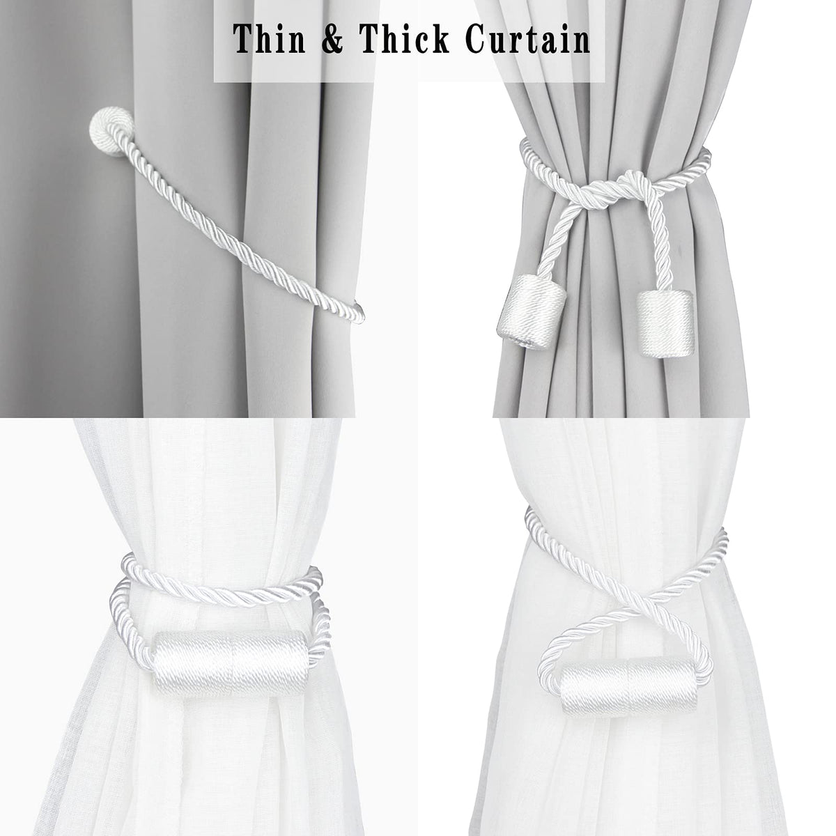 Magnetic Curtain Tiebacks Holdbacks Decorative Tie Backs for Windows Porlau (6 Count)