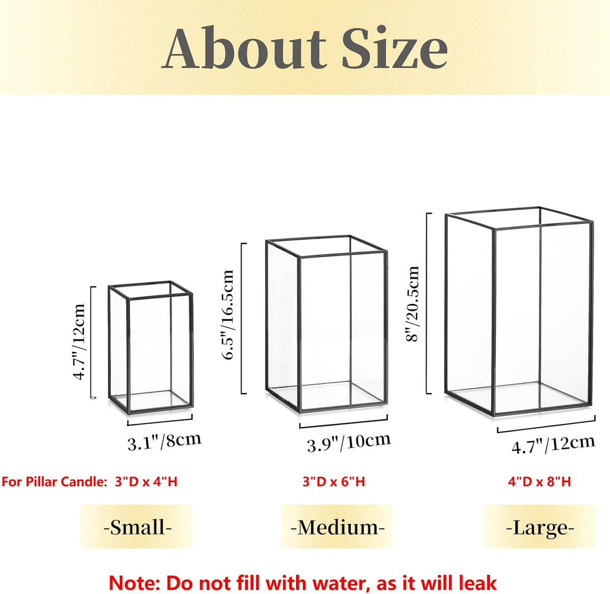 Glass Hurricane Candle Holder Large - Hewory 18pcs Black Rectangle Flower Holders Centerpiece for Table, Tall Floor Square Pillar Candle Lantern for Wedding, Anniversary, Party, Fireplace, Dining Room