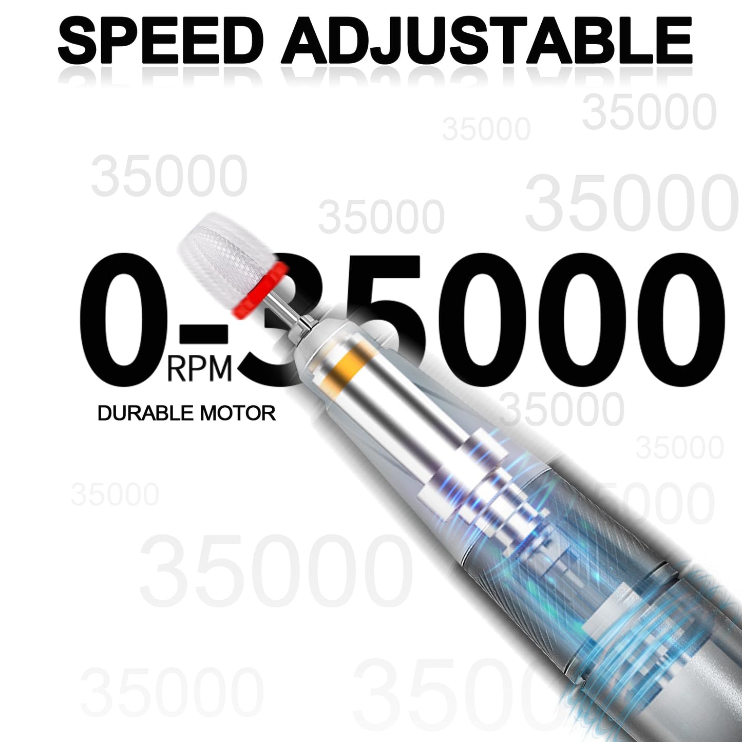 Electric Nail Drill,Large Screen Display Electric Nail File for Acrylic Gel Nails,Nail E-File Polishing Tool for Manicure Gel Nails Polish Removal,with Nail Drill Bits Sanding Bands & Pedal