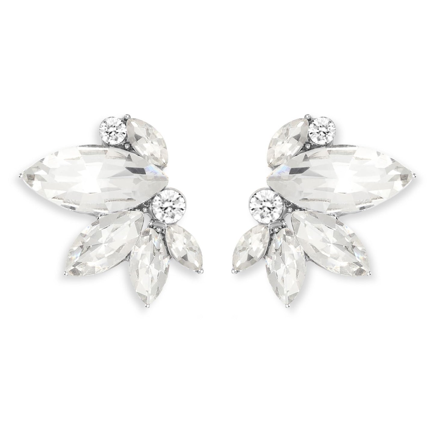 Clear Rhinestone Earrings Cute Small Crystal Earring Stud for Women Wedding Prom Party Cluster Earrings