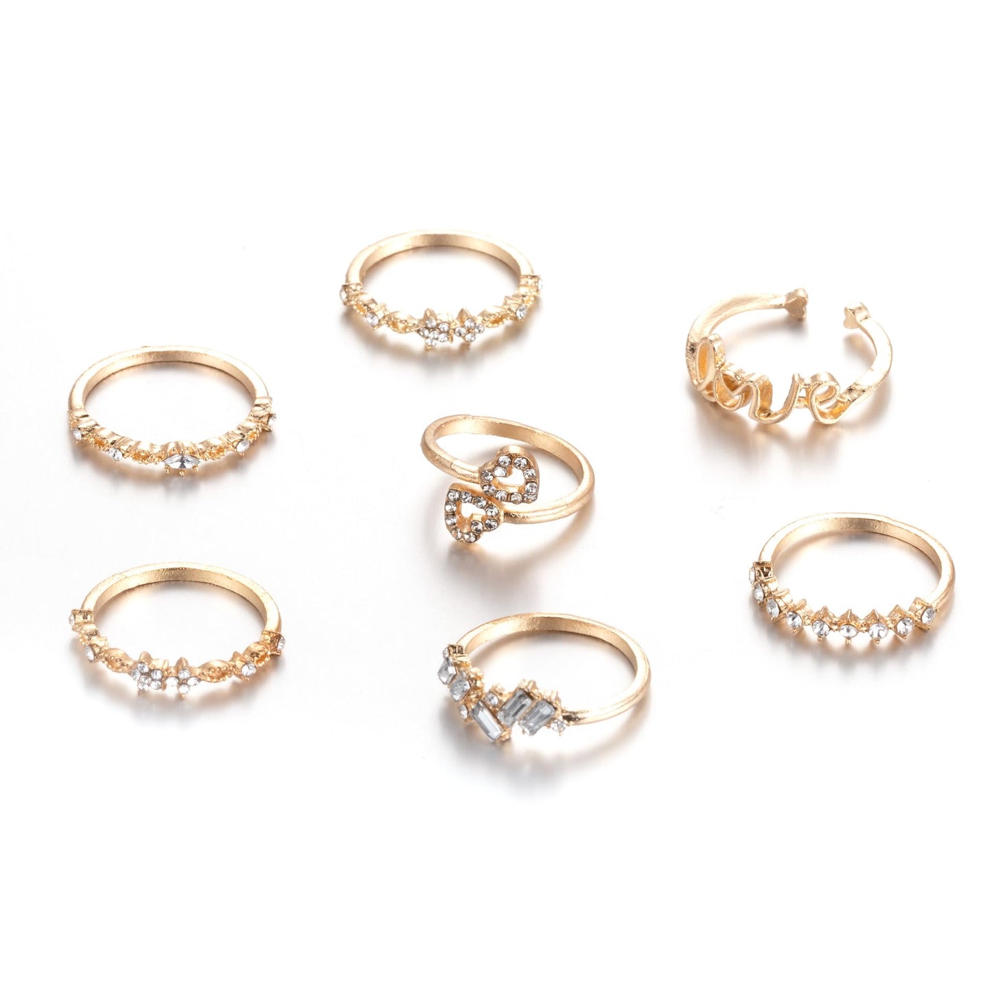 FUTIMELY Boho Retro Stackable Rings Sets for Women Knuckle Joint Finger Knuckle Nail Ring Sets Moon Stars Stack Preppy Statement Rings Cute Trendy Stuff Jewelry (B-7PC-LOVE Rings)