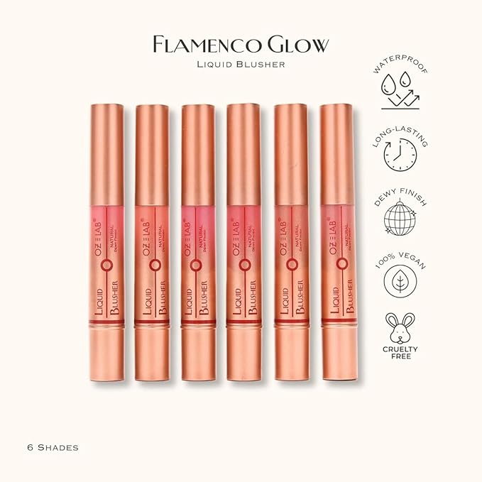 Flamenco Glow Liquid Blush – Retro Red – Classic Red Tint with Built-in Sponge Applicator – Lightweight, Blendable, Long-Lasting, Vegan & Cruelty-Free, 6ML/0.21 FL.OZ，pack of 1