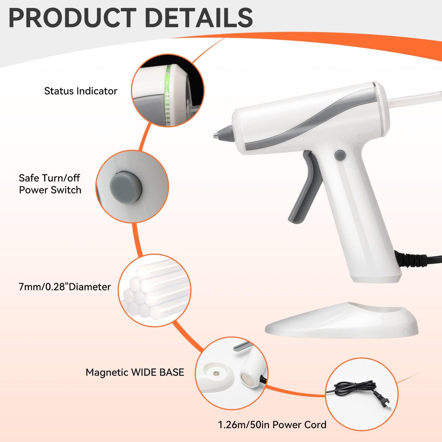 Krightlink Mini hot glue gun Kit with 60 Glue Sticks, Hot Melt, High Temp for School Crafts DIY Arts and Quick Home Repairs