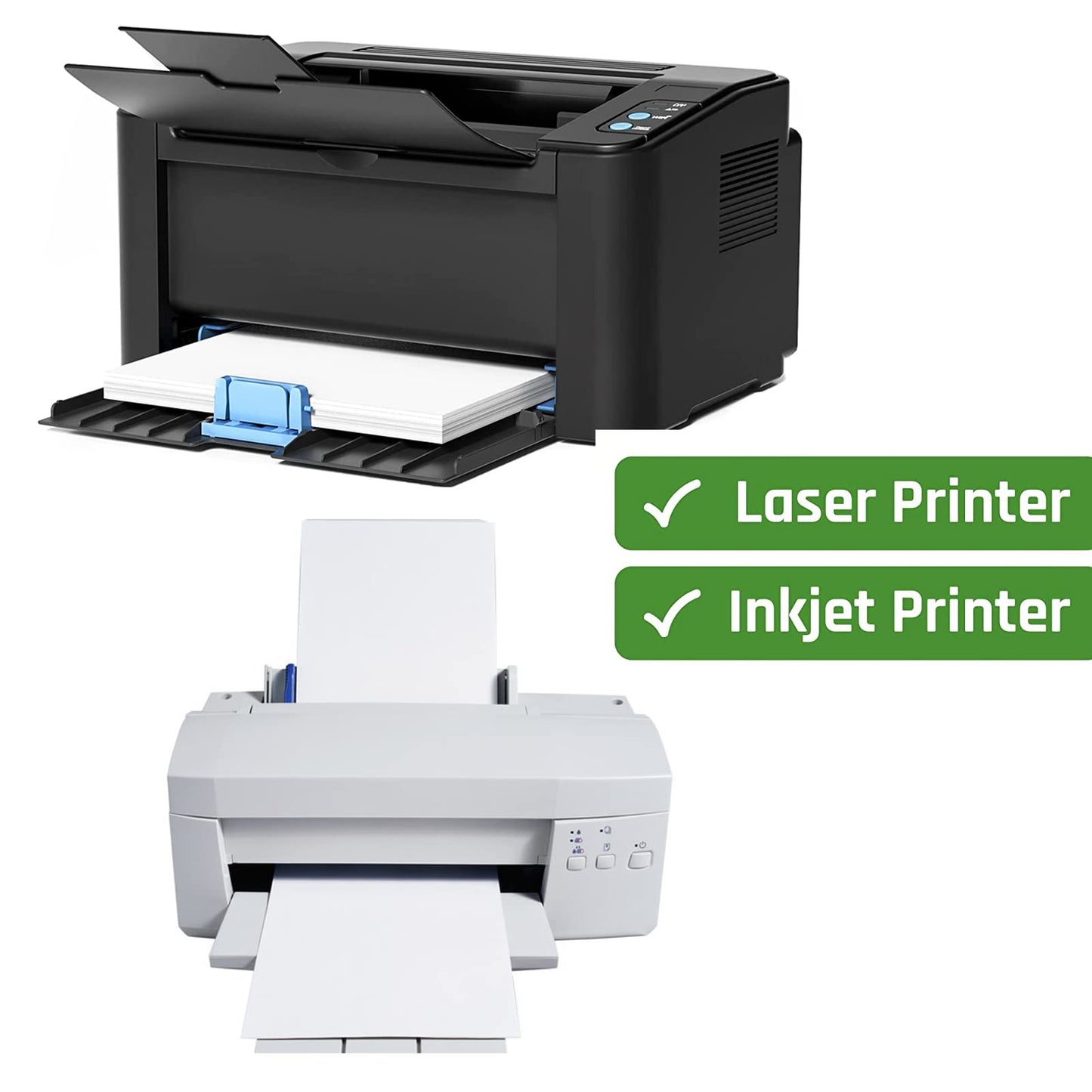 Printable White Sticker Labels, 100 Sheets 8.5" x 11" Full Sheet Label Stickers Paper for Laser & Inkjet Printer - Matte, 100 Labels