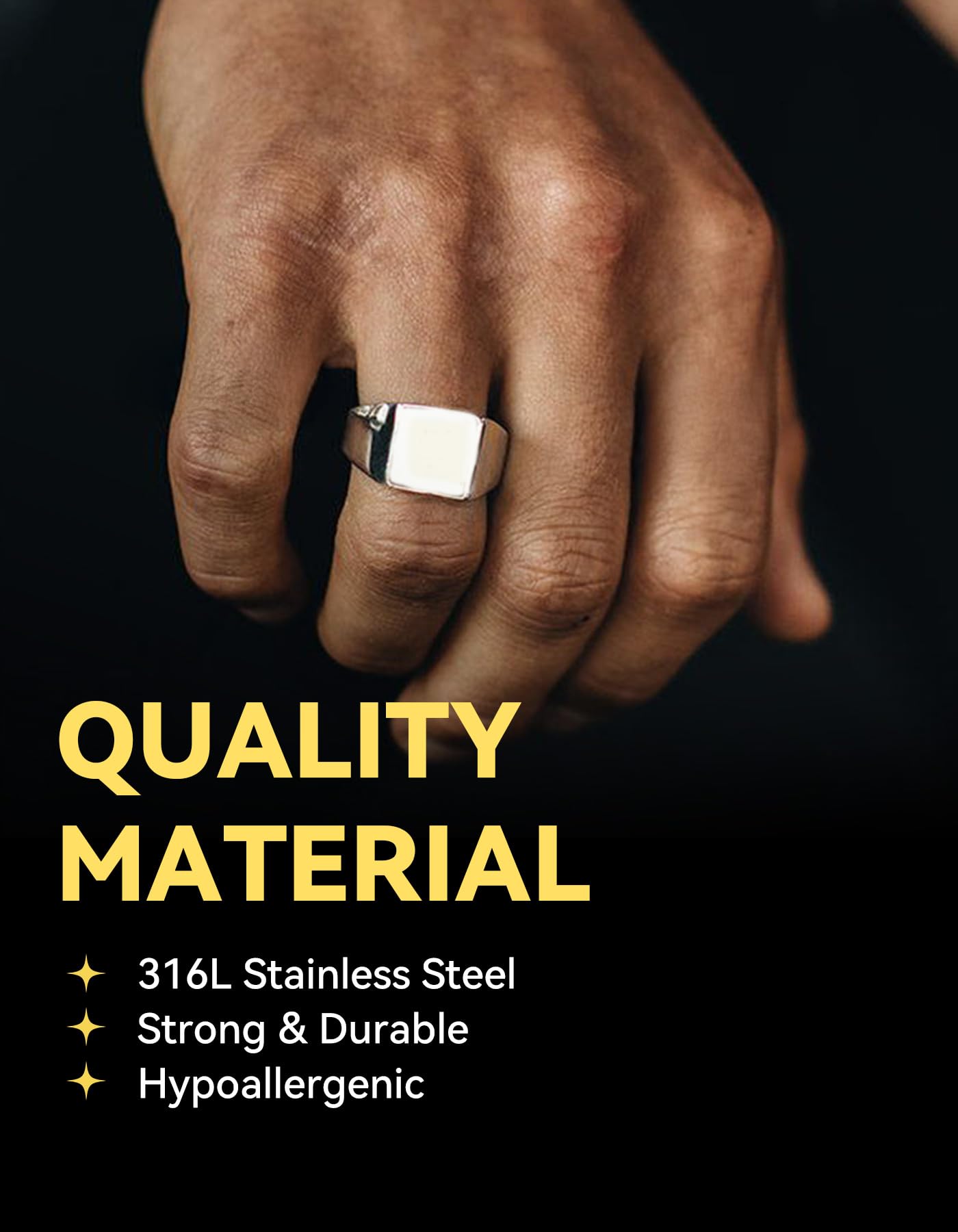 ChainsHouse Signet Rings Stainless Steel Biker Ring for Men Women, Solid Polished Statement Hip Hop Thumb Ring, Gift for Dad, Size 14