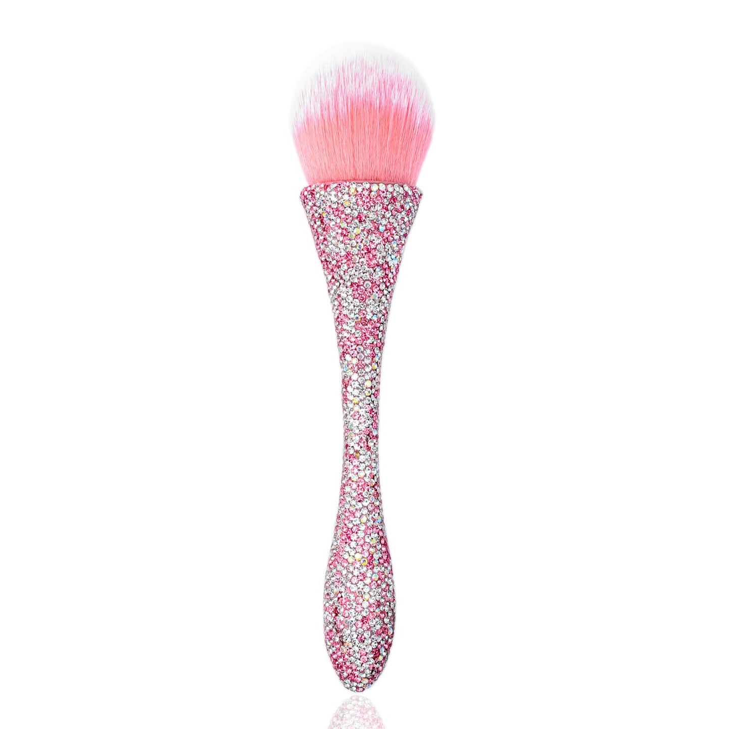 SILPECWEE 1pc Pink Nail Brush for Cleaning Fingernails, Nail Dust Powder Remover Brushes, Soft Nail Art Brush Inlaid Clear Crystal Acrylic Nail Brush Cleaner Makeup Tool