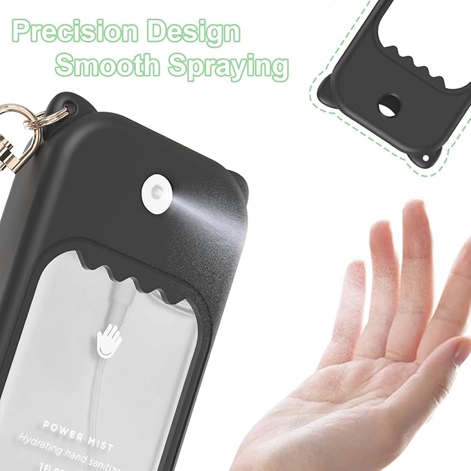 Hand Sanitizer Spray Case for Touchland Silicone Touchland Case Keychain Cute Hand Sanitizer Spray Holder Compatible with Touchland Power Mist Gentle Mist Glow Mist, Black