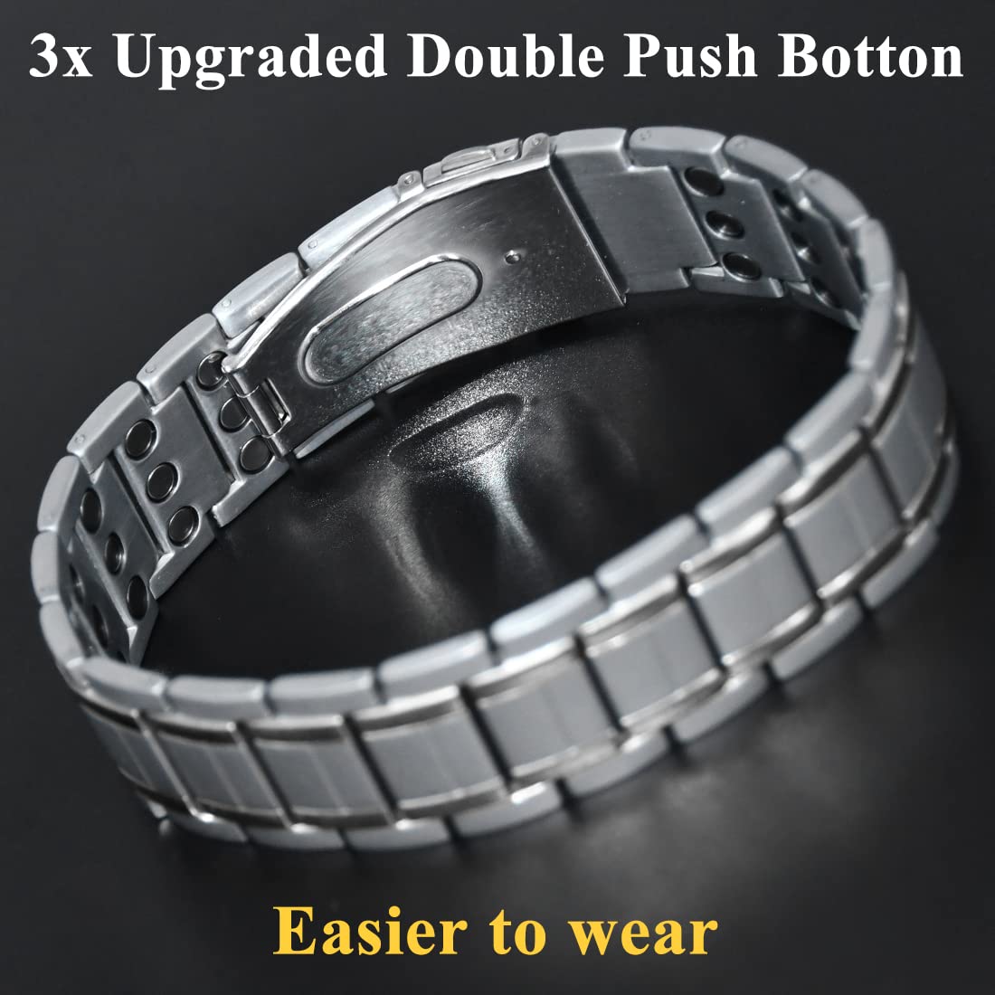 Cigmag 3X Magnetic Bracelets for Men Ultra Strength Magnets Upgrade Folding Clasp Titanium Bracelet & Copper Ring Adjustable