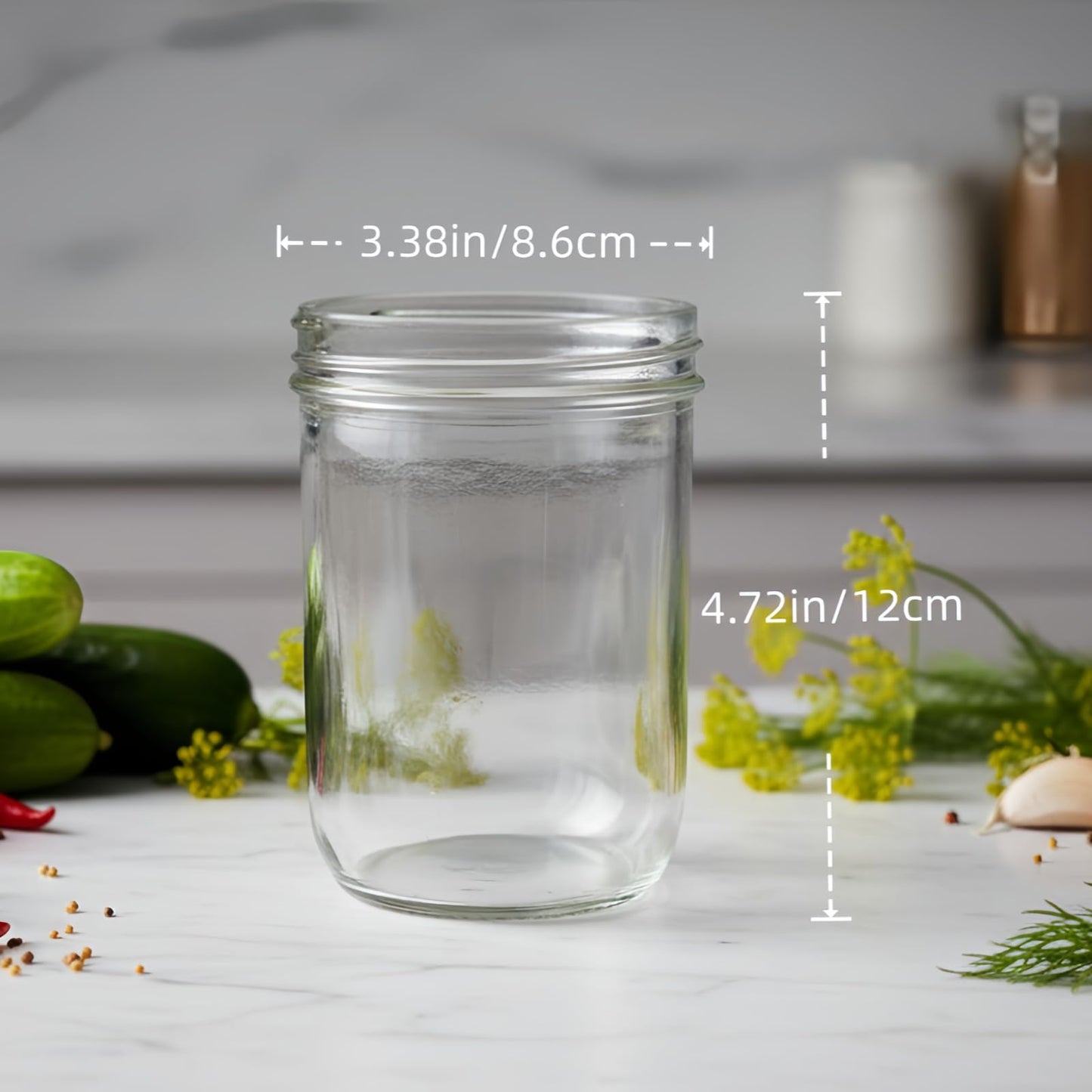 Jumterlee Wide Mouth Mason Jars 16 oz (12 Pack) - Overnight Oat Jars with Airtight 2-Piece Metal Lids, Suitable for Pickling, Meal Prep, Storage, DIY Crafts & Water Bath Canning
