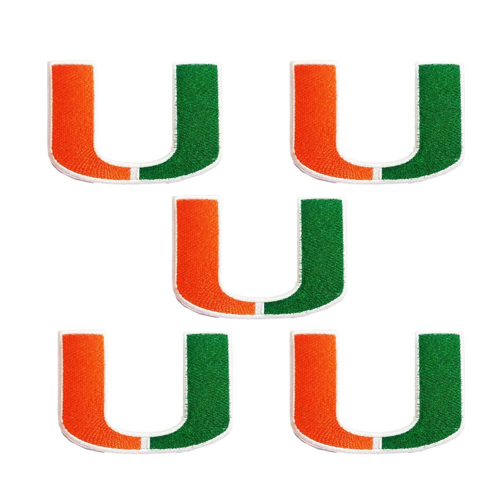 5Pcs Iron On Sew On Patch for Miami Hurricanes Embroidered Decoration Patches for Jeans Jacket Clothing Handbag Shoes Caps (2.4'')