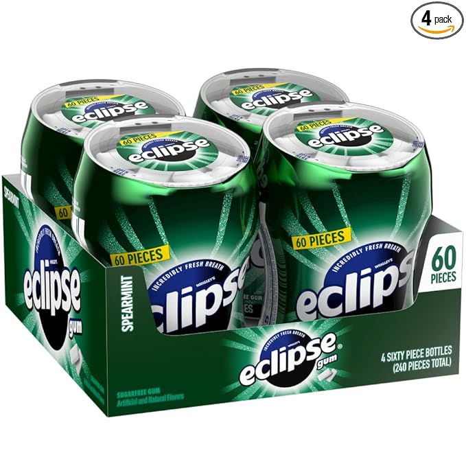 ECLIPSE Spearmint Sugarfree Gum, 60 Count (Pack of 4)