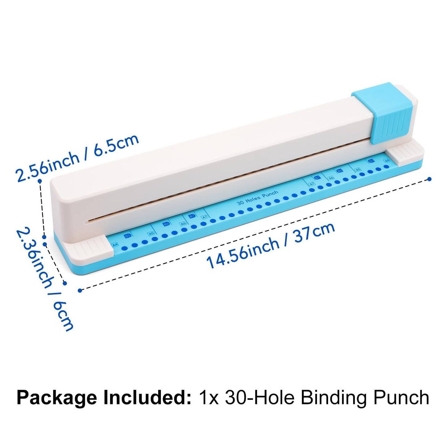 30 Hole Paper Punch, Binding Machine for Planner, A4 A5 A6 A7 B5 B6 B7 Book Binder Notebooks Loose Leaf Paper Punch Machine, Portable Adjustable Hole Puncher, 5-Sheet Capacity, for School, Office
