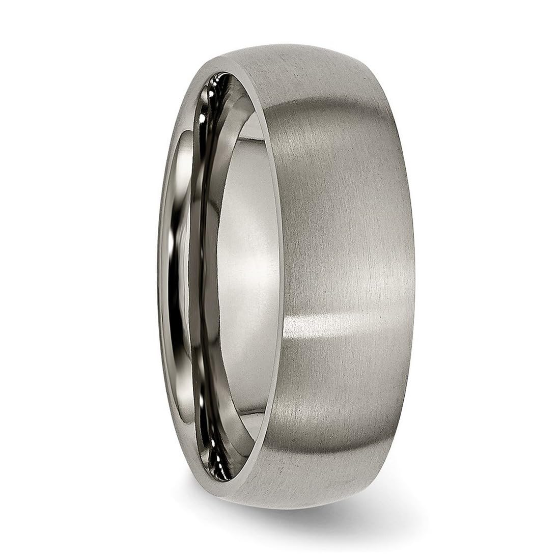 JewelryWeb Titanium Half Round 7mm Brushed Band Ring Size 7 Ring for Women and Men