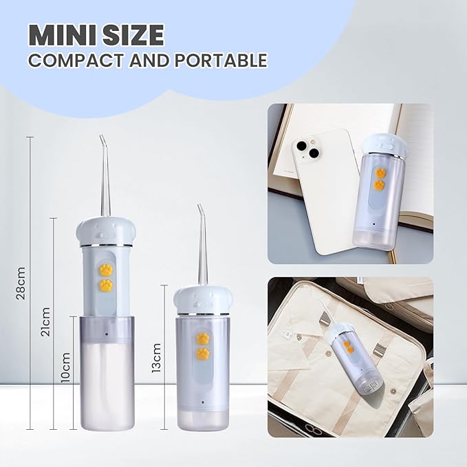 Kids Water Dental Flosser, Portable Water Flosser for Teeth 150ML Rechargeable Oral Irrigator with 3 Modes & 4 Nozzles, IPX5 Waterproof for Home and Travel