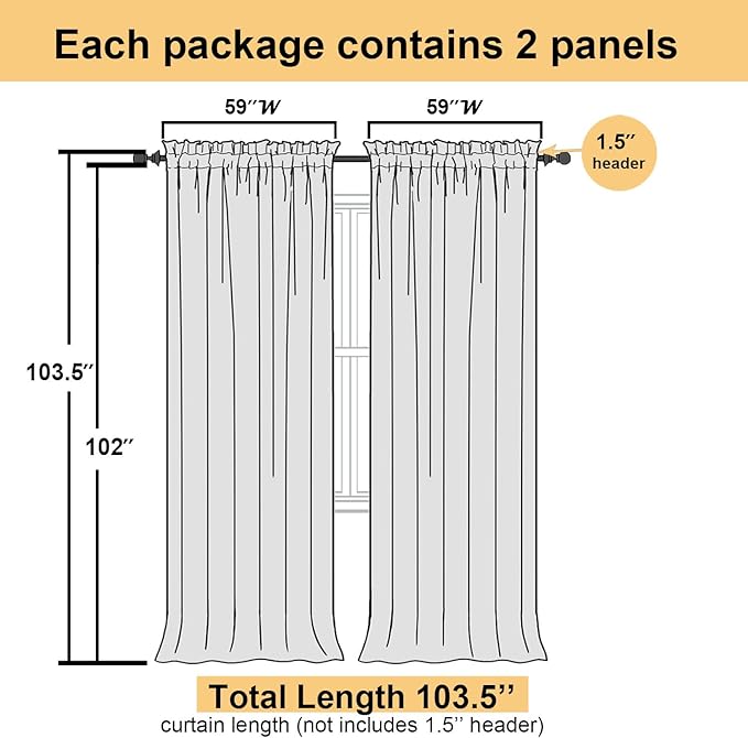 Lecloud Ivory Sheer Curtains 102 Inches Long 2 Pcs, Rod Pockets Light Filtering Bedroom Curtains for Living Room, Voile Window Drapes for Dining Room Patio Sliding Door, Each Panel 59" W x 102" L