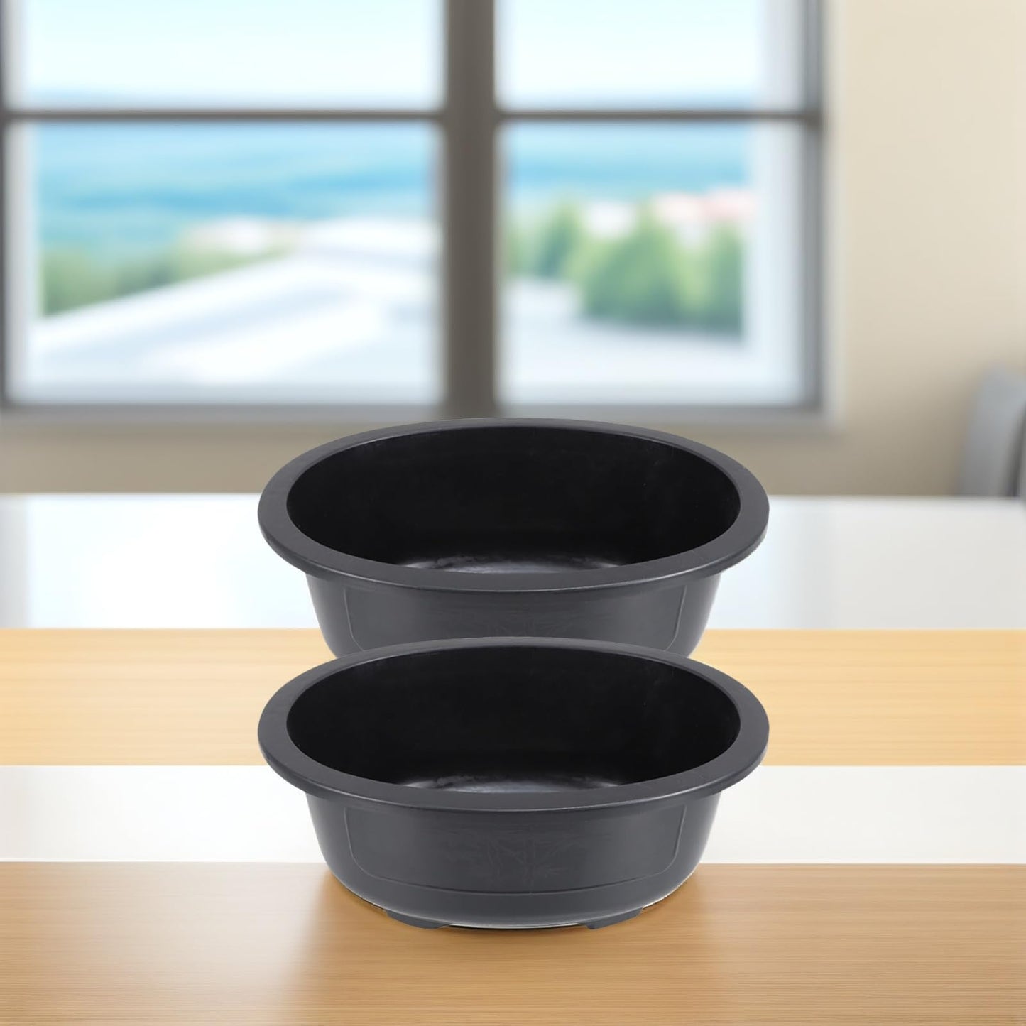 Toddmomy 2Pcs 19 Inch Large Oval Bonsai Training Pots, Plastic Bonsai Planters with Drainage Holes for Indoor Outdoor Garden Nursery Balcony Office