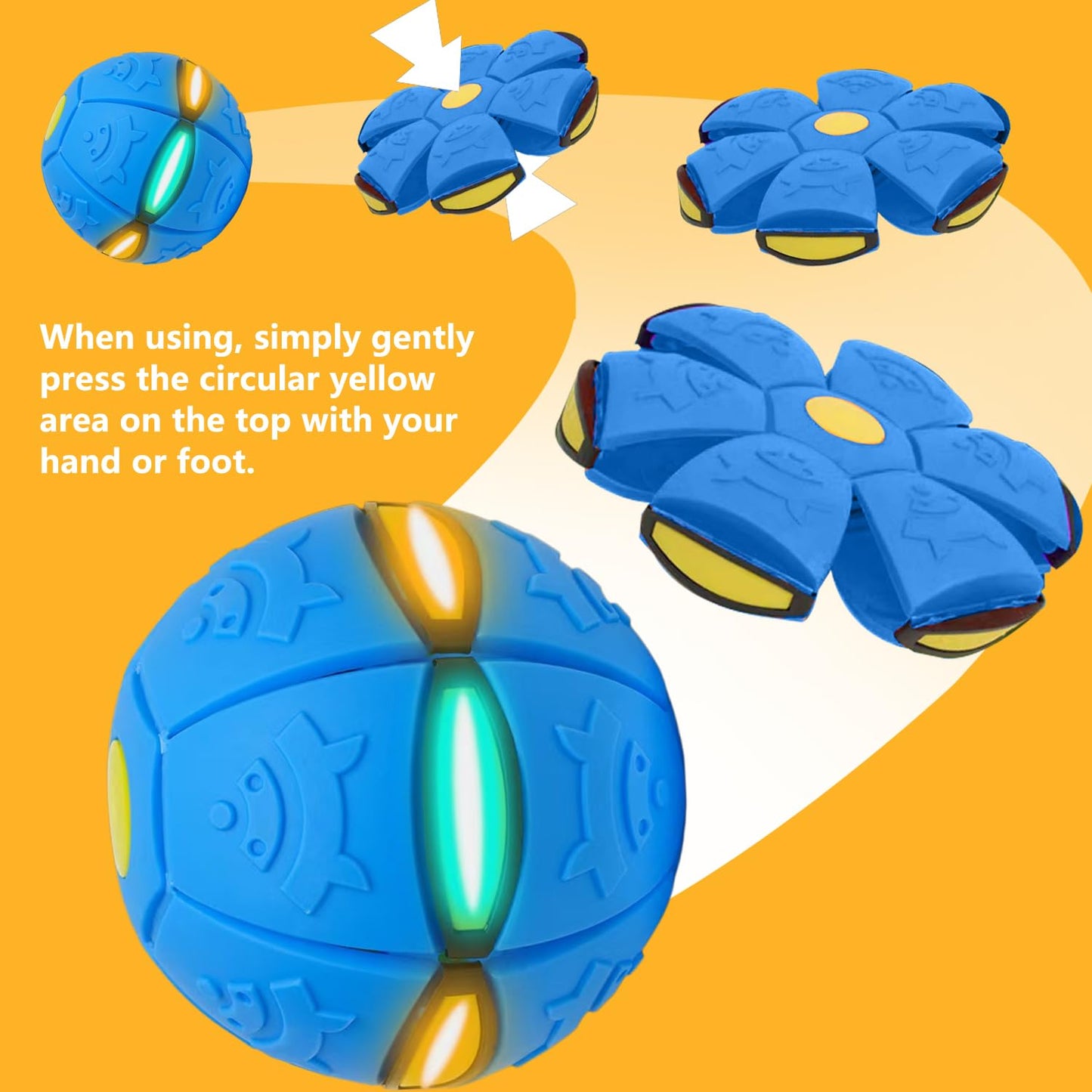 2-Piece Set Dual Form Freely Switchable Magic Bouncing Ball Toy with 6 Light Suitable for Indoor & Outdoor Use