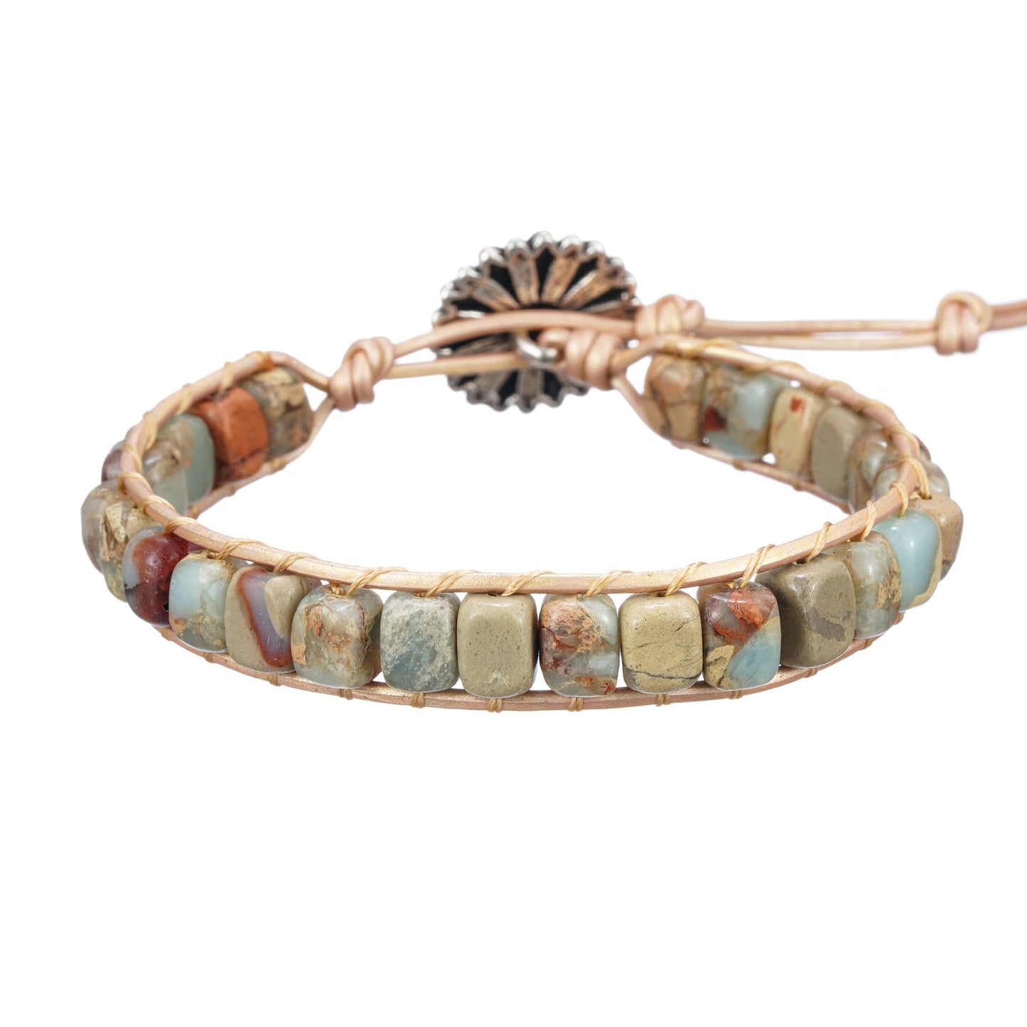 Plumiss Boho Handmade Agalmatolite Stone Bead Wrap Bracelets for Women Men Natural Gift
