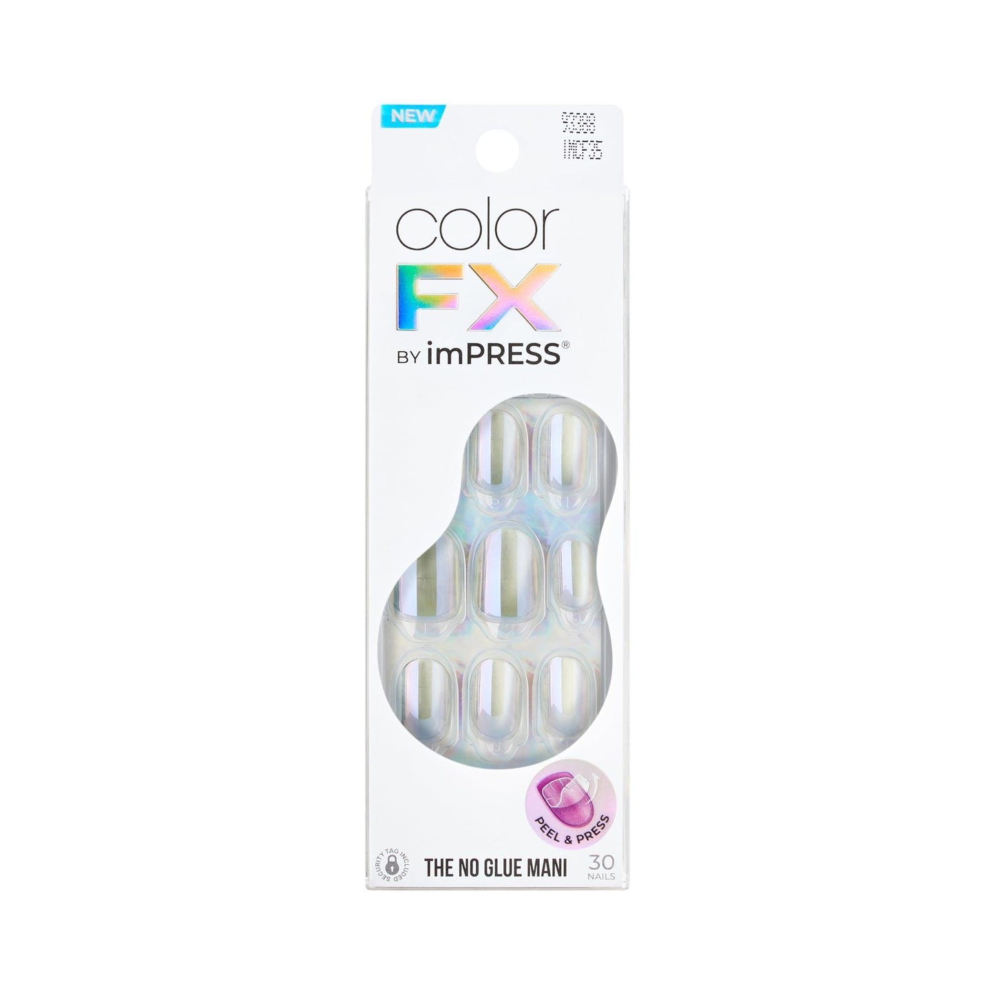 Kiss colorFX by Impress Press On Nails , ‘Sour Love’, Solid White with Pearlescent Finish, Short Oval, IMPROVED adhesive, Includes 30 Fake Nails, Prep Pad, 1 Manicure Stick, 1 Mini Nail File
