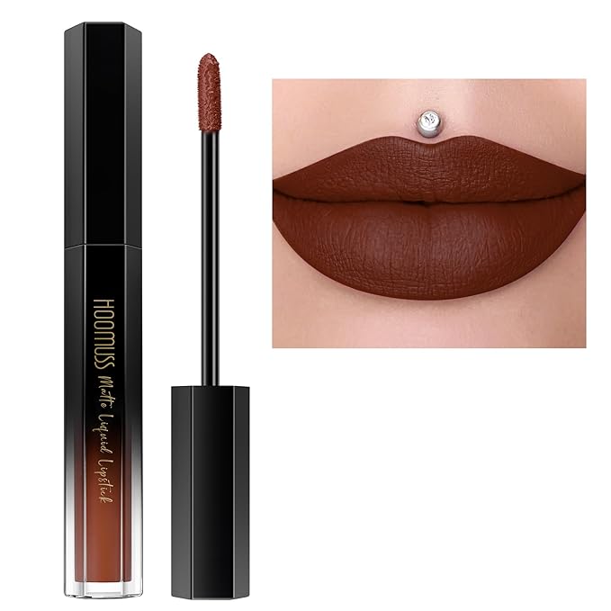 Dark Brown Lipstick Long Lasting, Matte Liquid Lipsticks for Women Non Transfer Smudgeproof Smooth and Easy to Appy Cruelty Free Lip Color, M50 Chocolate