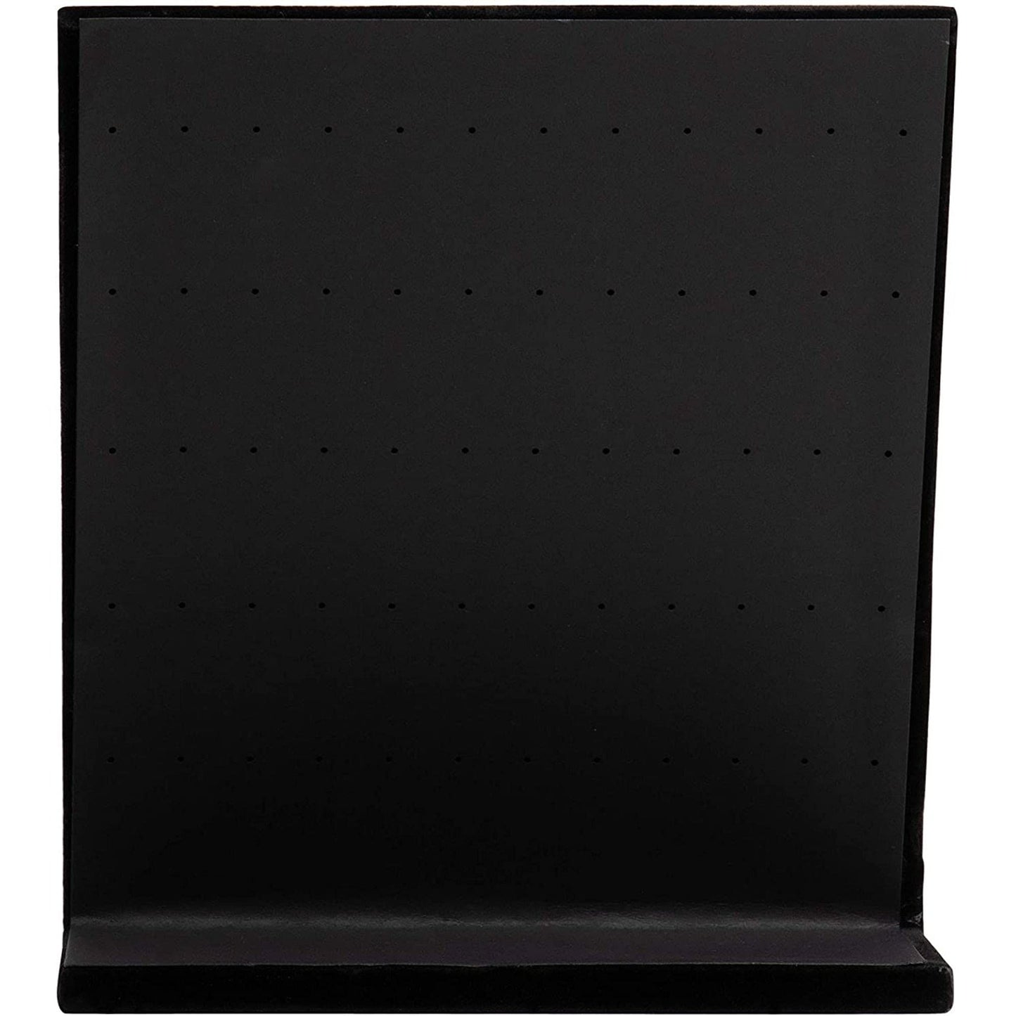 Jewelry Organizer Stand - Black Velvet L-Shape, 9.9 x 7.9 x 4 in - 60 Pre-Punched Holes Earring Display & Jewelry Storage Organizer - Tabletop Rack for Stud & Dangle Earrings