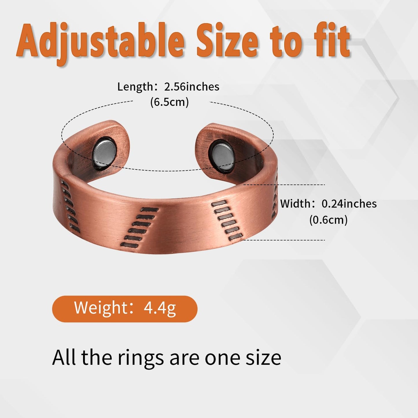 BioMag 3Pcs Lymphatic Drainage Copper Ring for Men Women, 99.99% Pure Copper Magnetic Rings, Adjustable Jewelry Gift with Jewelry Box (Style A)
