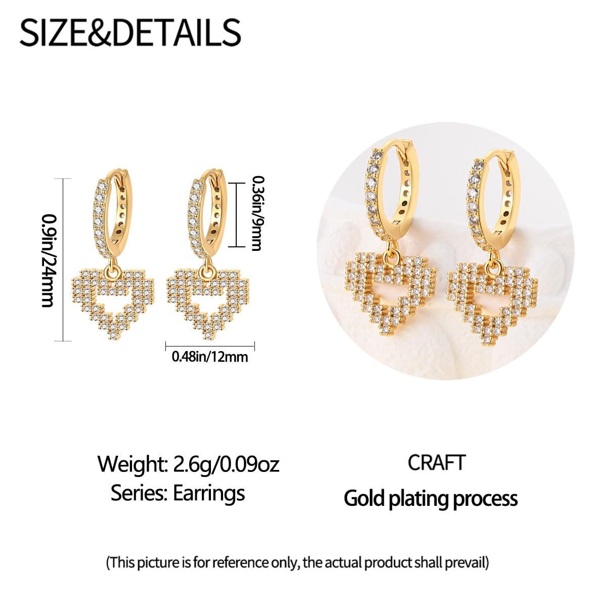 Cycuff 925 Sterling Silver Hoop Earrings Colorful Cubic Zirconia Jewelry Drop Earrings for Women Set Earring Presents for Her