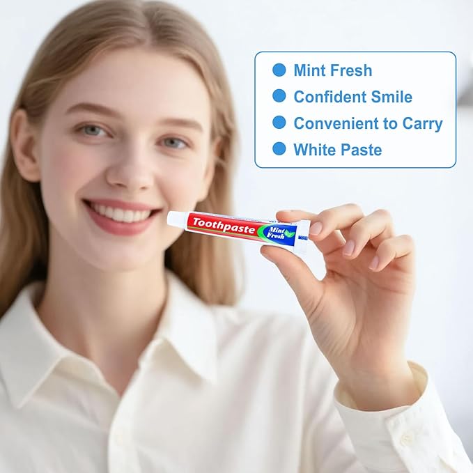 200 Tubes Bulk Travel Size Mini Toothpaste, 0.35 oz Disposable Mint Flavor Pocket Teeth Paste Small Essential Toothpaste for Travel, Home/Hotel/Guests/Charity/Homeless/Camping Oral Care (Single Use)