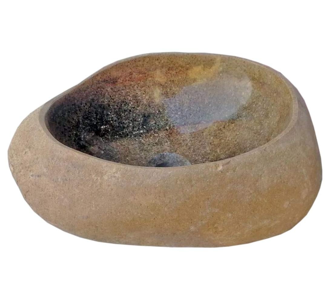 Eden Bath River Rock Boulder Variable Shaped Vessel Sink, Polished Stone Basin with Natural Exterior