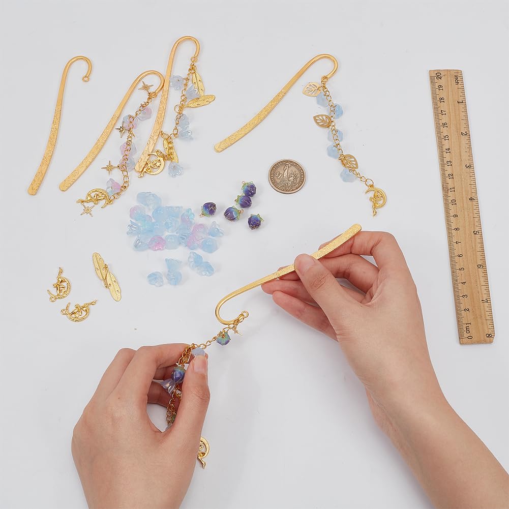 FREEBLOSS 4 Set DIY Metal Bookmark Kit Bookmark DIY Kit Vintage Bookmarks Fairy Bookmark Handmade Bookmarks Set with Instructions Metal Bookmarks for Women for Book Lovers